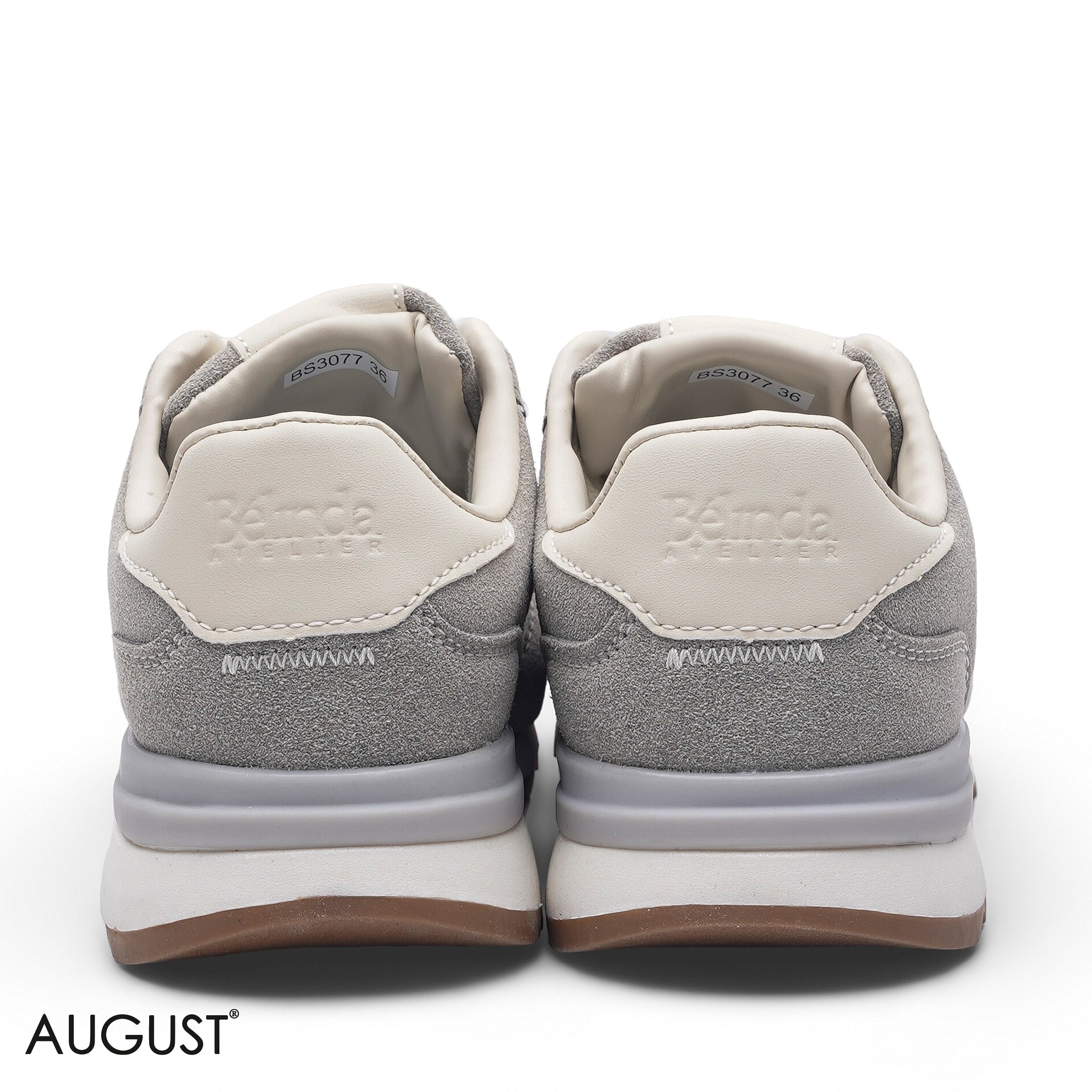 ELEGANT ASH GREY SUEDE MESH SNEAKER