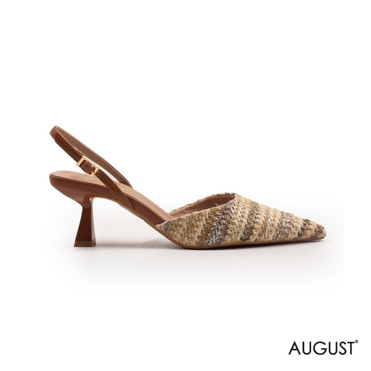 STRAW LOW-HEEL SLINGBACK SHOES