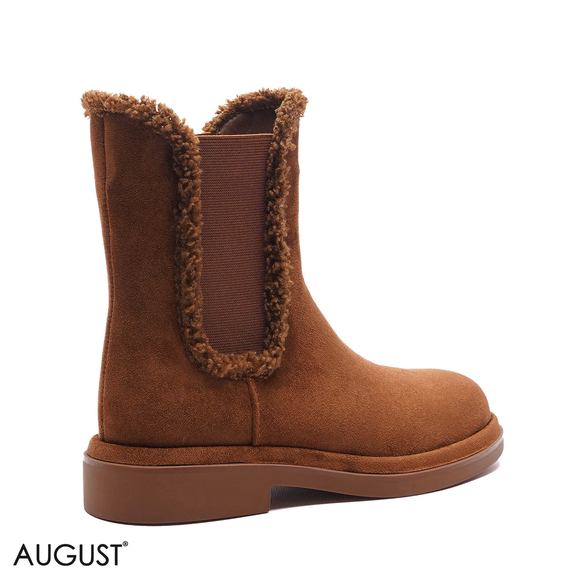 SHEARLING-TRIM SUEDE FLAT BOOTS