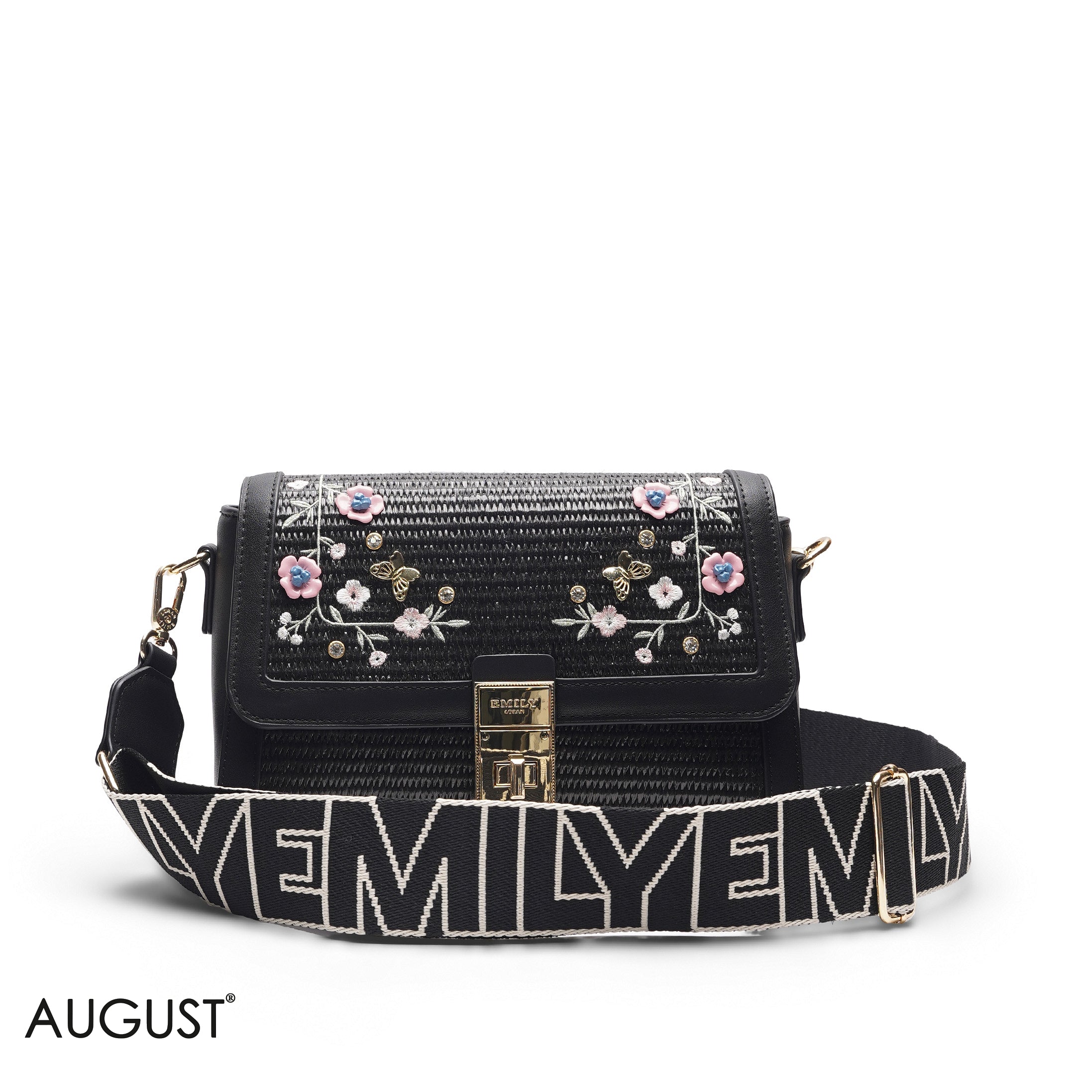 TEXTURED SCARF BLACK TOP HANDLE BAG - MED