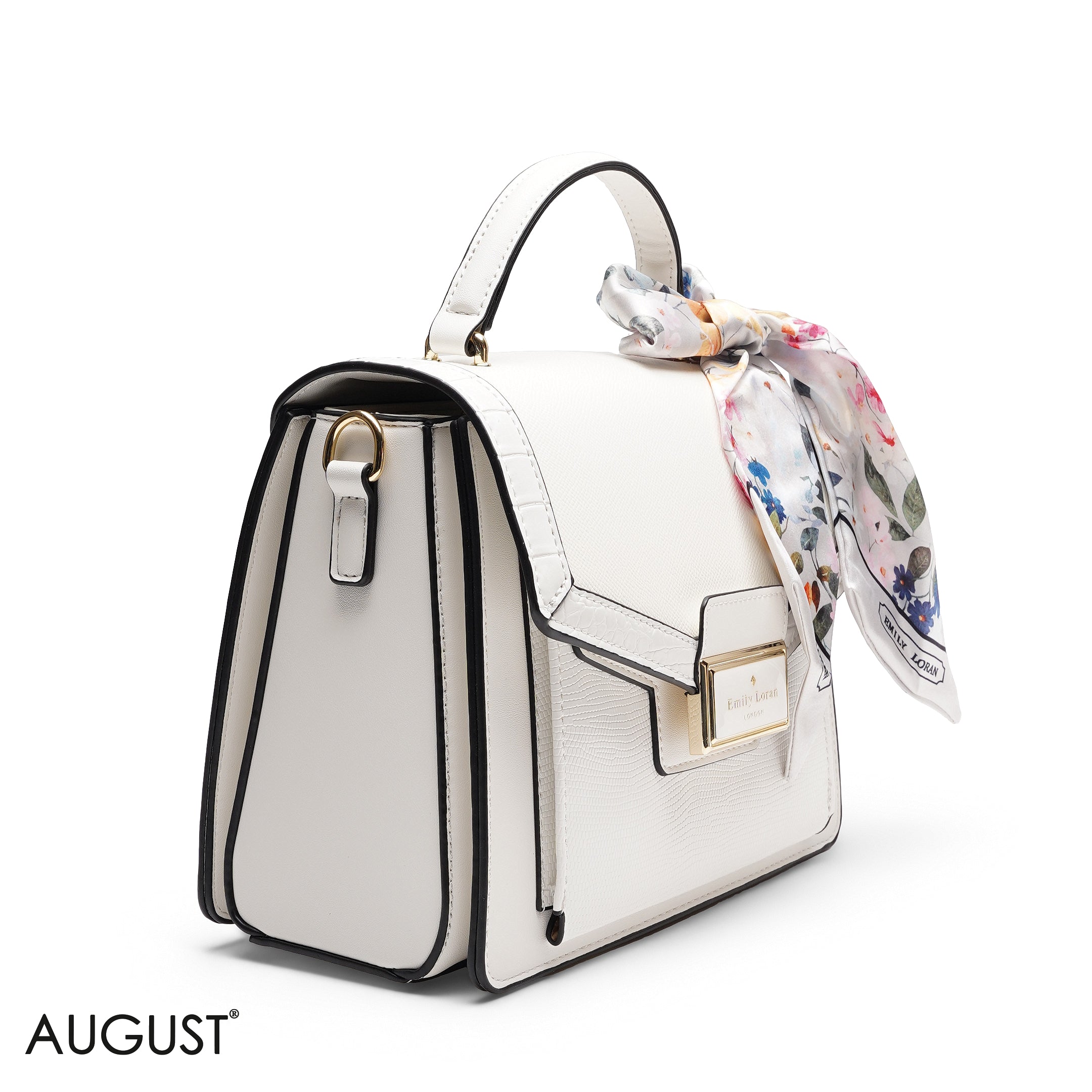 STRUCTURED TOP HANDLE BAG WITH SCARF