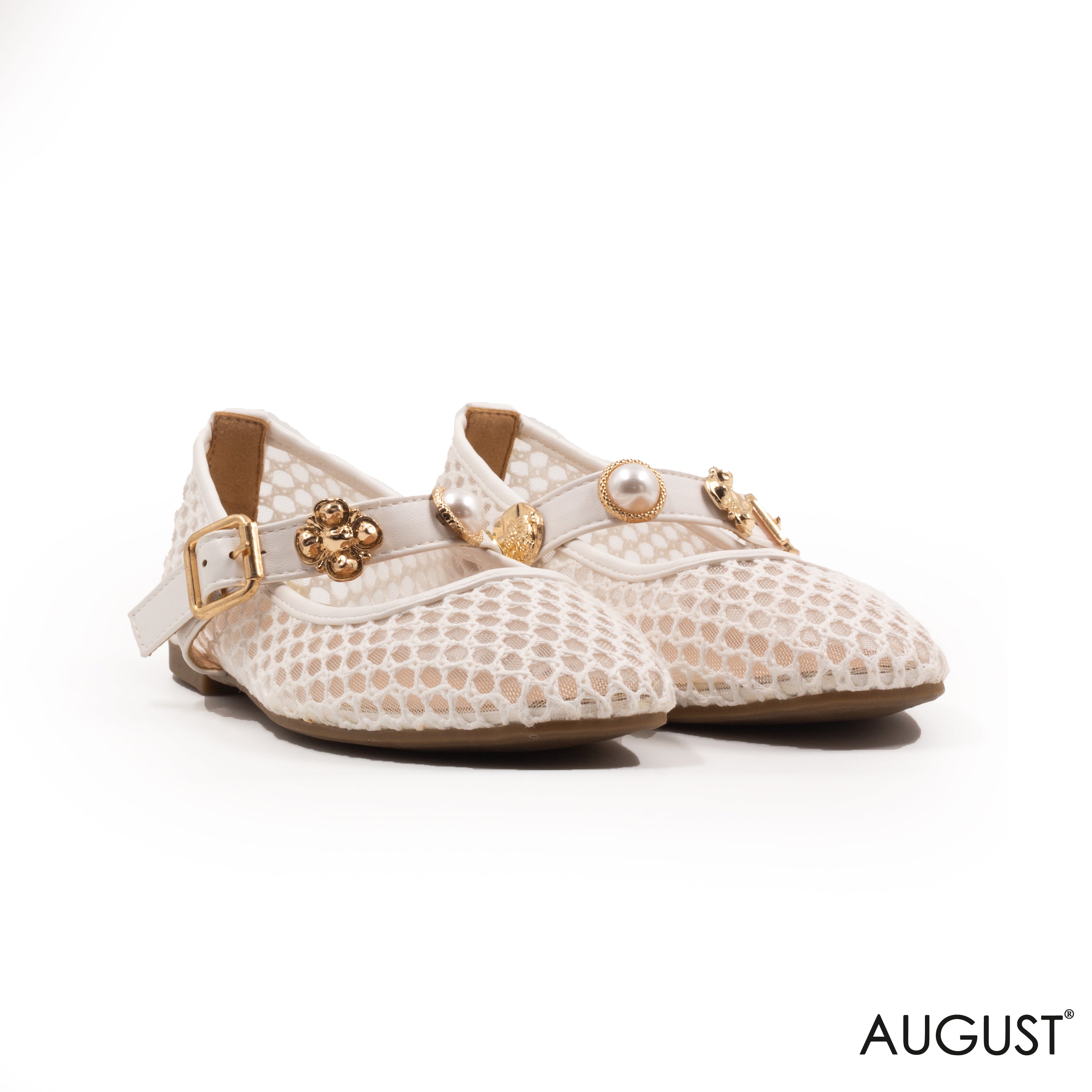 MESH BALLET FLAT WITH SLIDES SEASHELL EMBELLISHMENTS