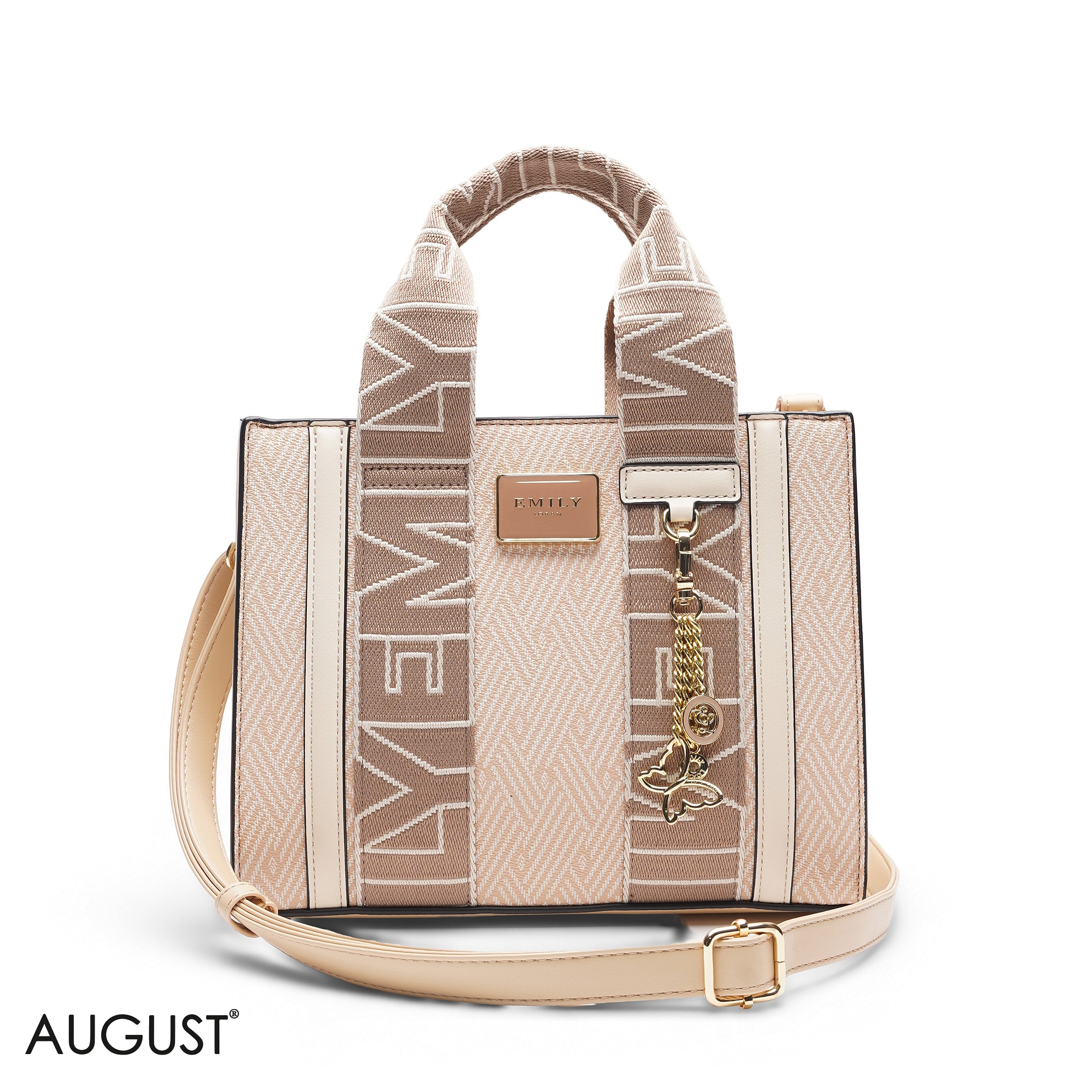 PEACH TOTE BAG WITH SCARF HANDLE - MED
