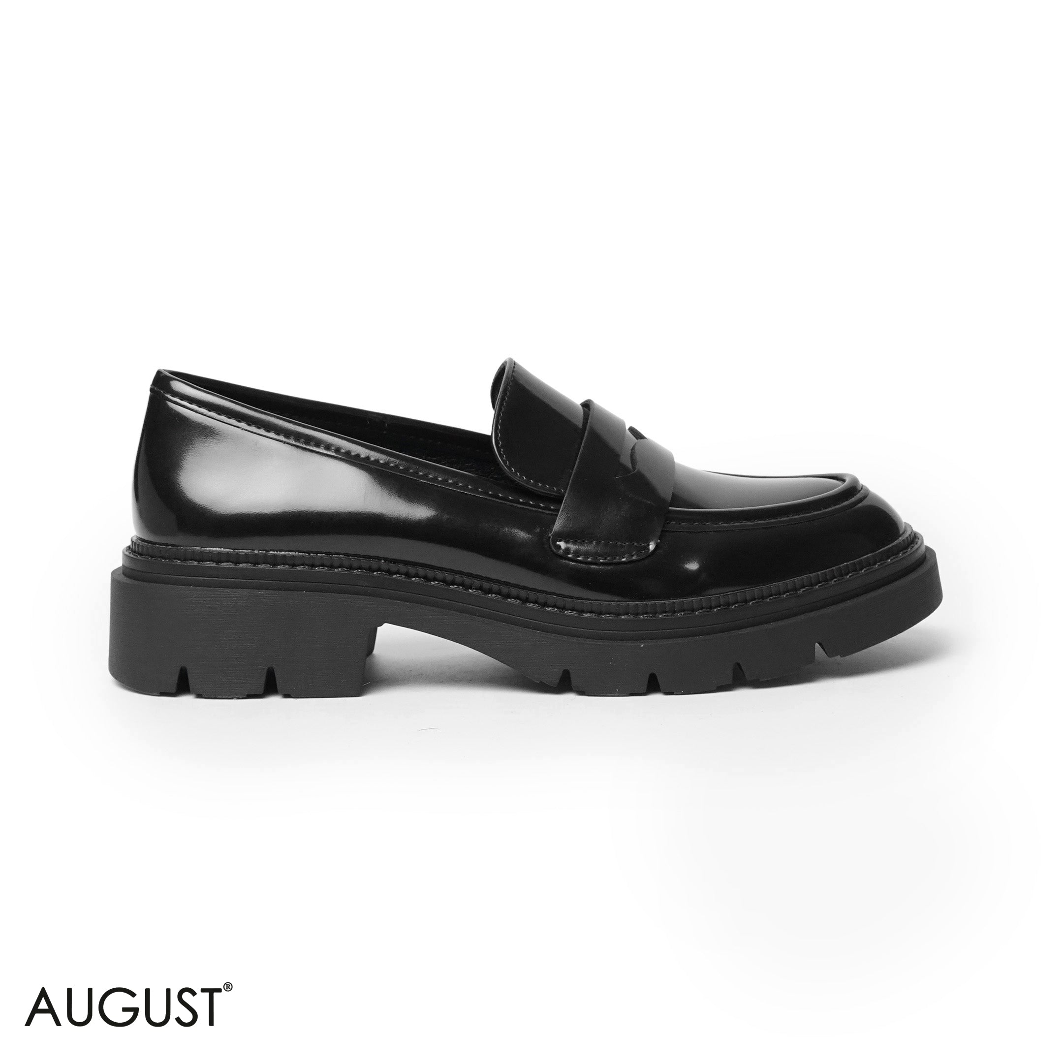 GLOSSY LEATHER LOAFERS WITH CHUNKY SOLE