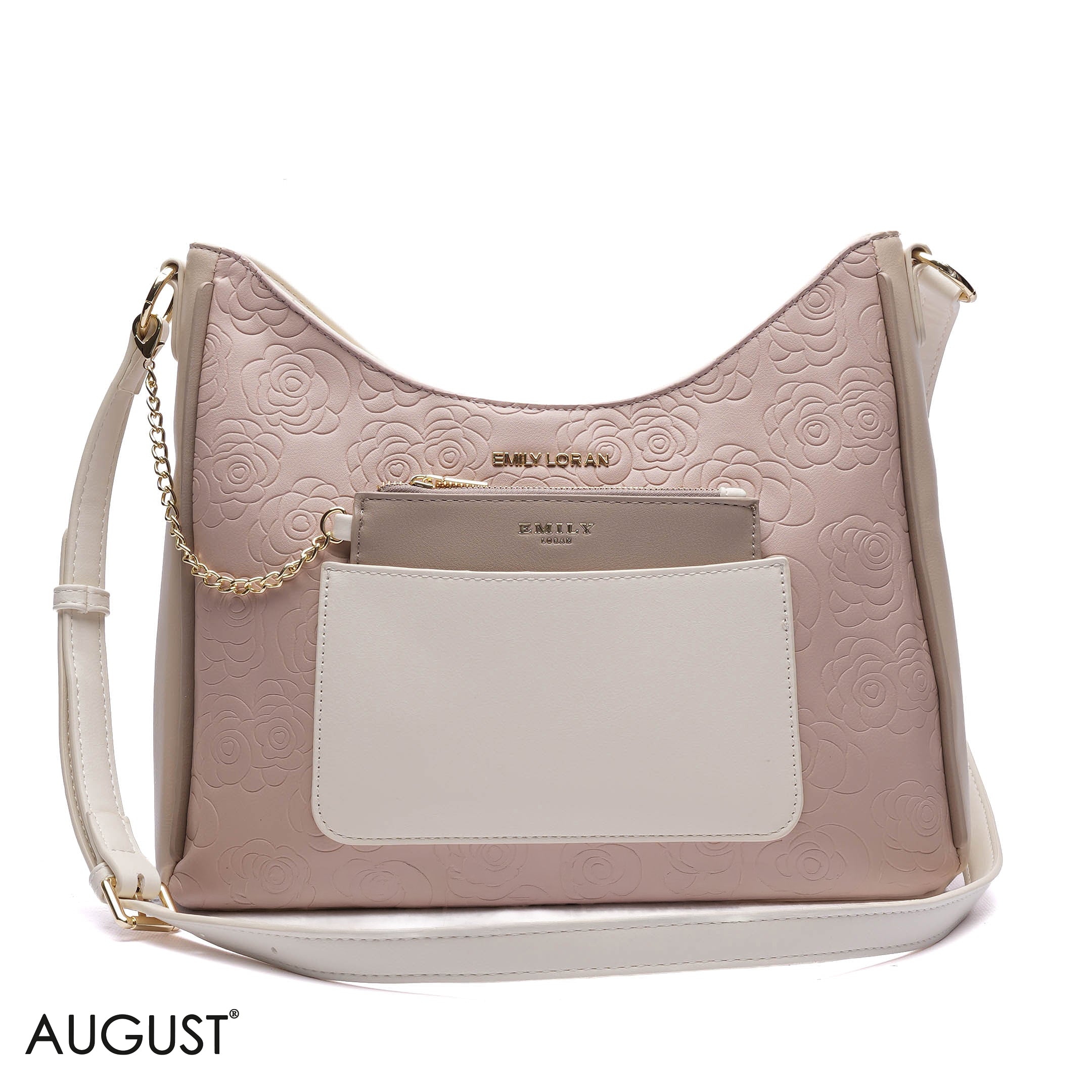 EMBOSSED ROSE SHOULDER BAG SET