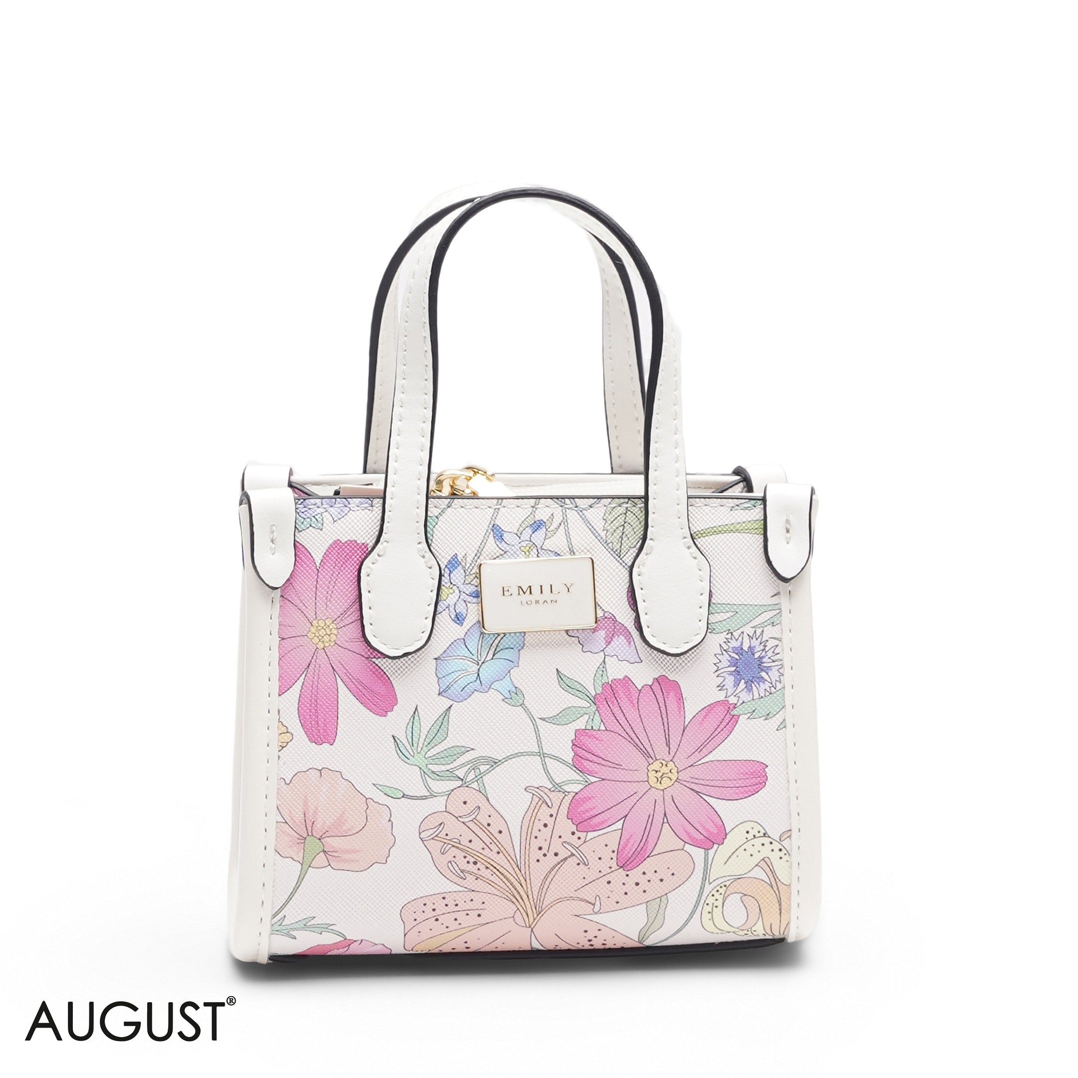 MINI FULL FLORAL BAG WITH GOLD METAL STRAP