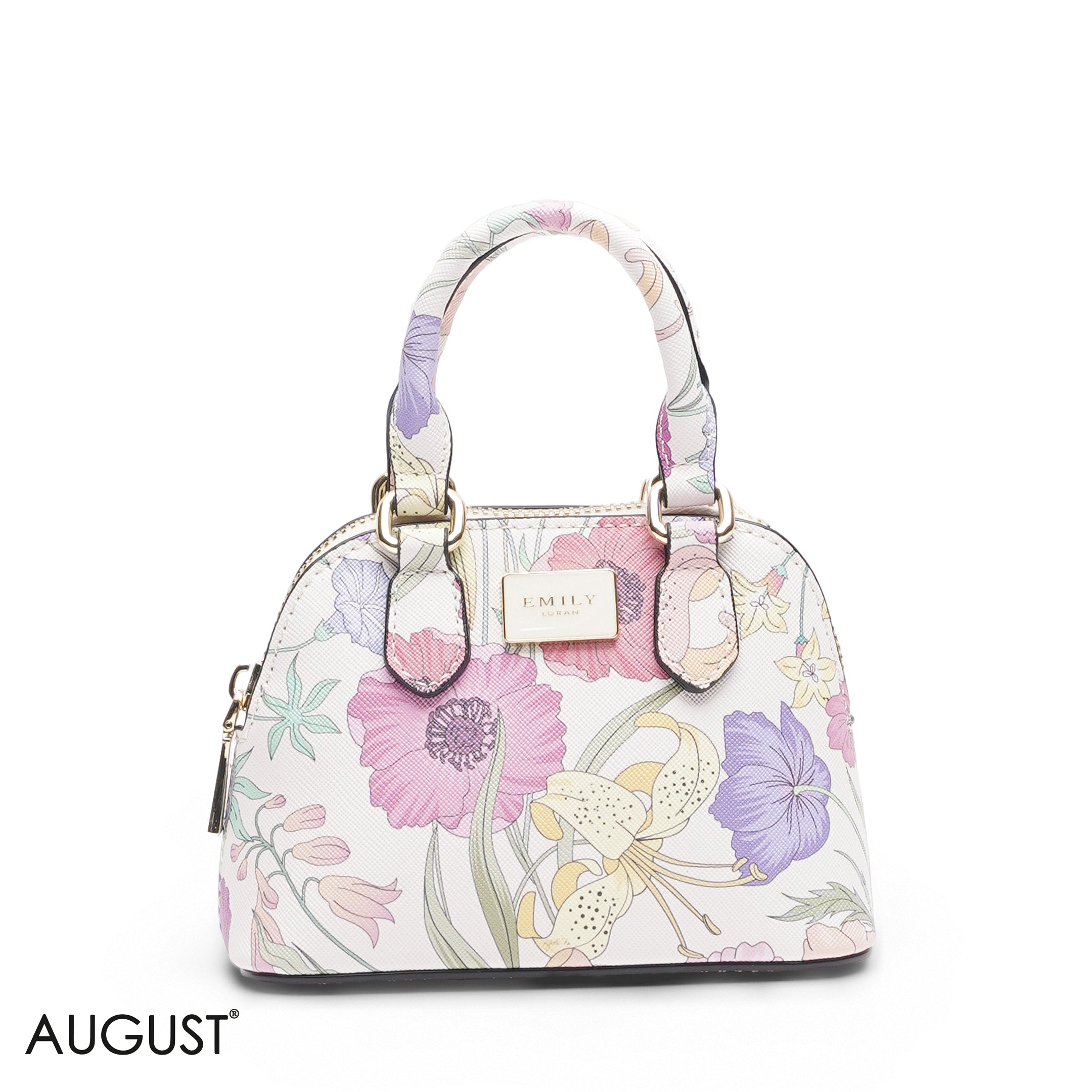 MINI FULL FLORAL BAG WITH GOLD METAL STRAP