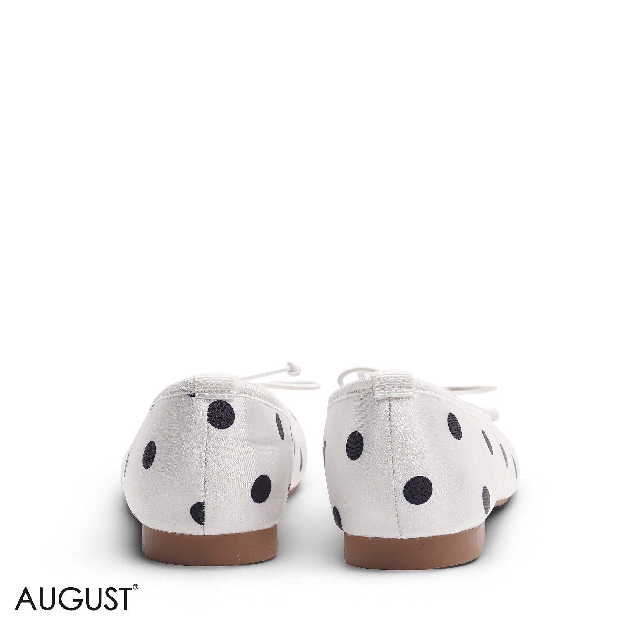 WHITE POLKA DOT FABRIC BALLET FLATS