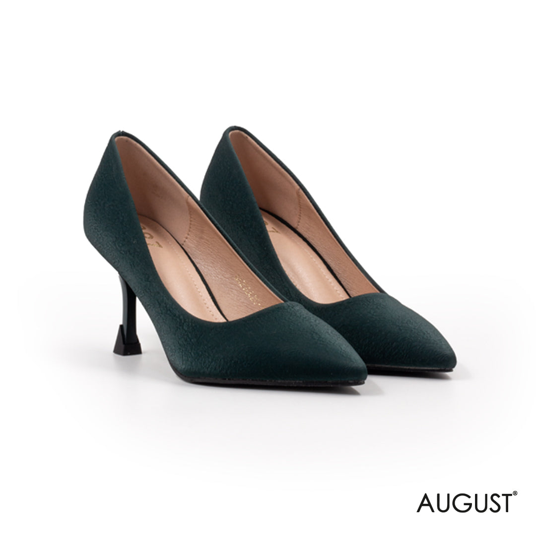 GREEN LEATHER MID HEELS augustshoes