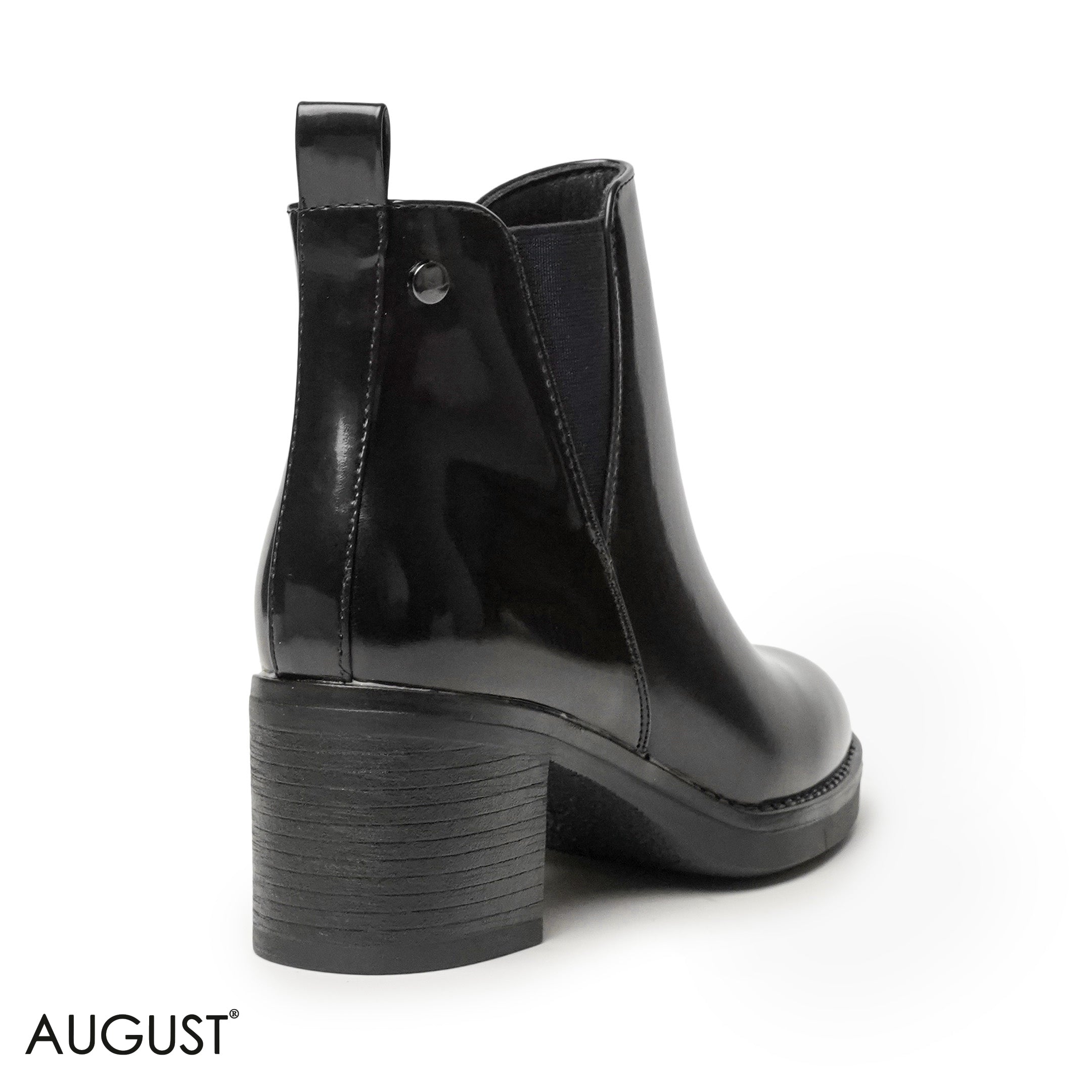 GLOSSY LEATHER HEELED BOOTS WITH SIDE ZIPPER