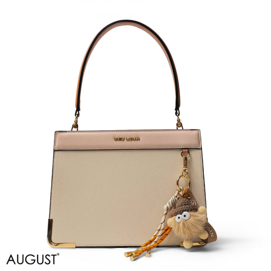 MATTE SMOOTH LEATHER HANDBAG WITH ACCESSORIES -MED