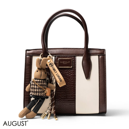 BROWN SMOOTH LEATHER HANDBAG WITH ACCESSORIES -MED