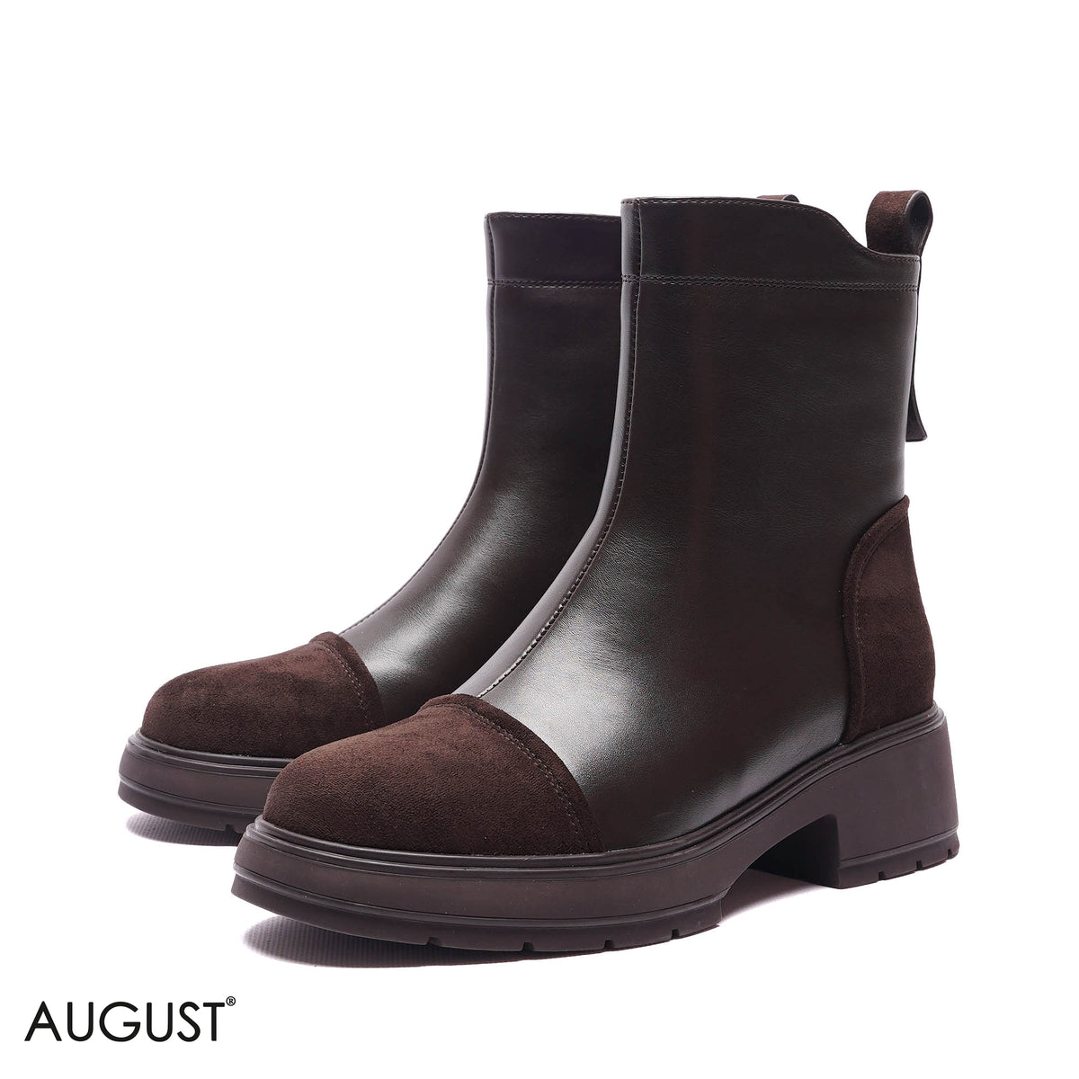 CONTRAST TOE-CAP LUG-SOLE BOOTS