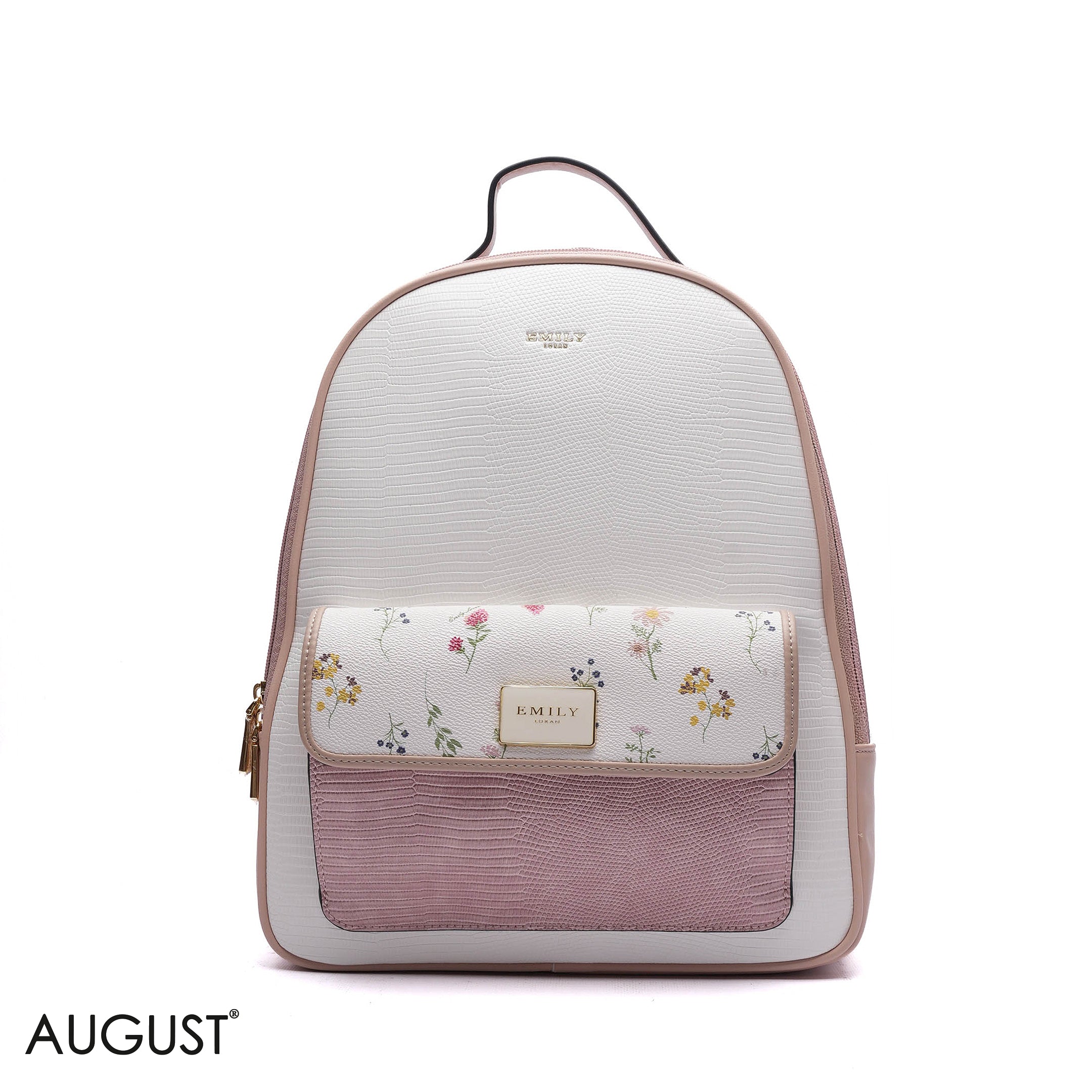 EMBOSSED FLORAL BACKPACK WITH FRONT FLAP POCKET