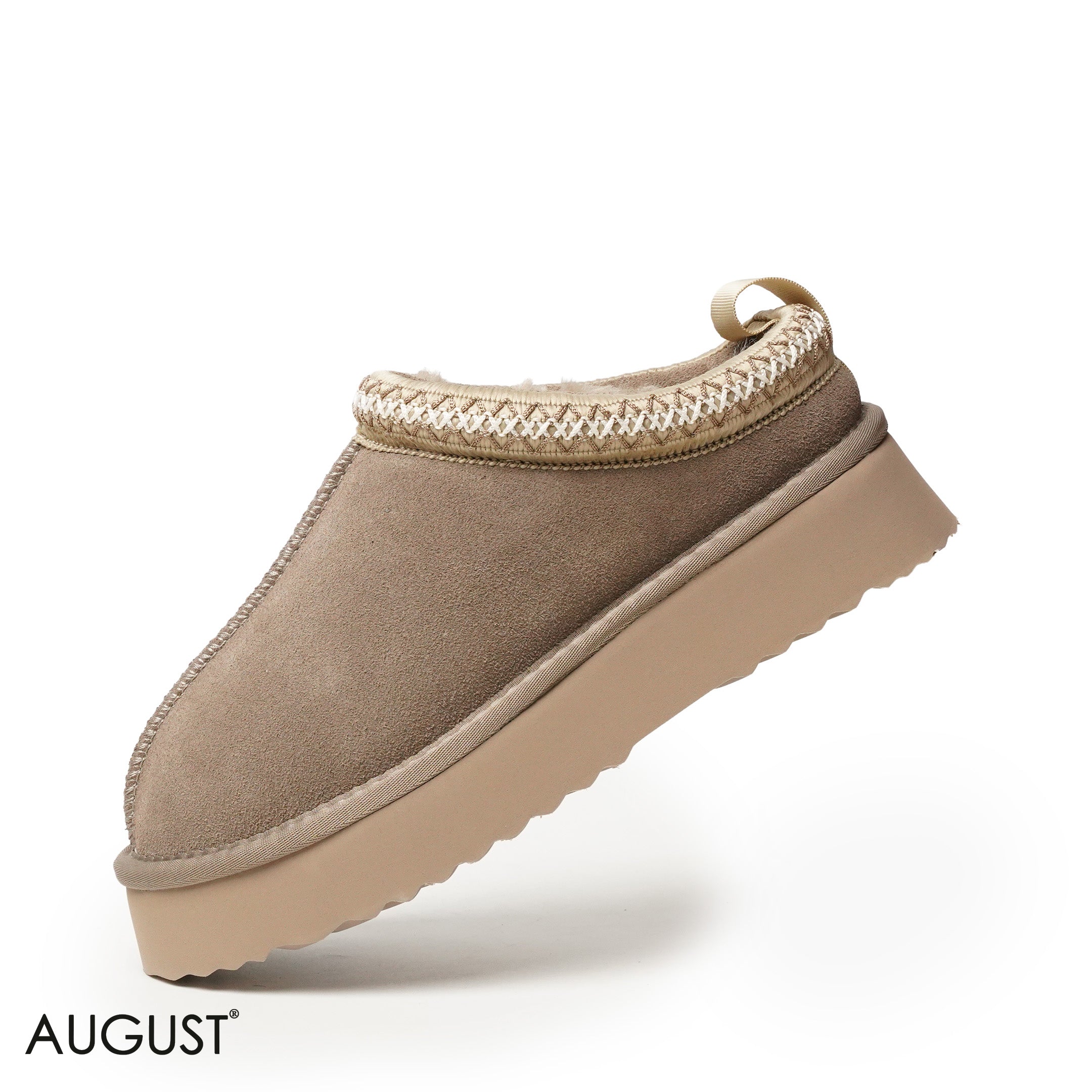 TAUPE SUEDE LEATHER UGGS WITH DETAIL TOUCH
