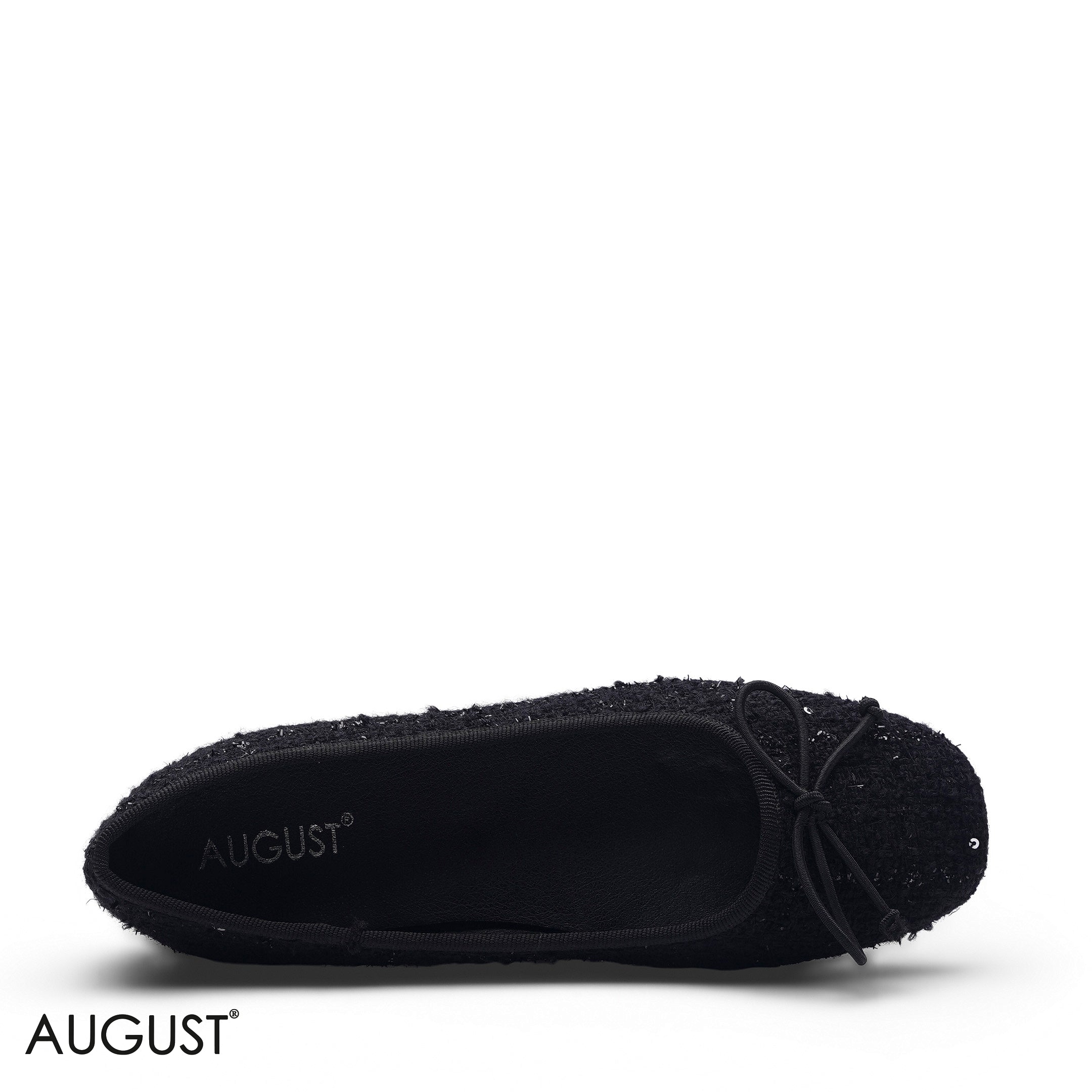 ELEGANT BLACK TWEED SLINGBACK FLAT