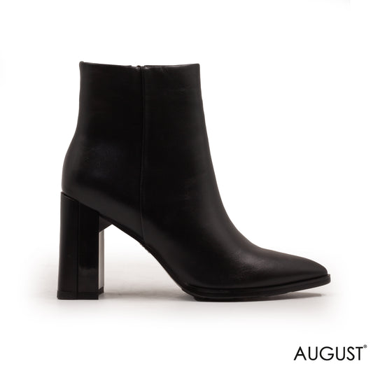 HIGH-HEEL LEATHER ANKLE BOOTS