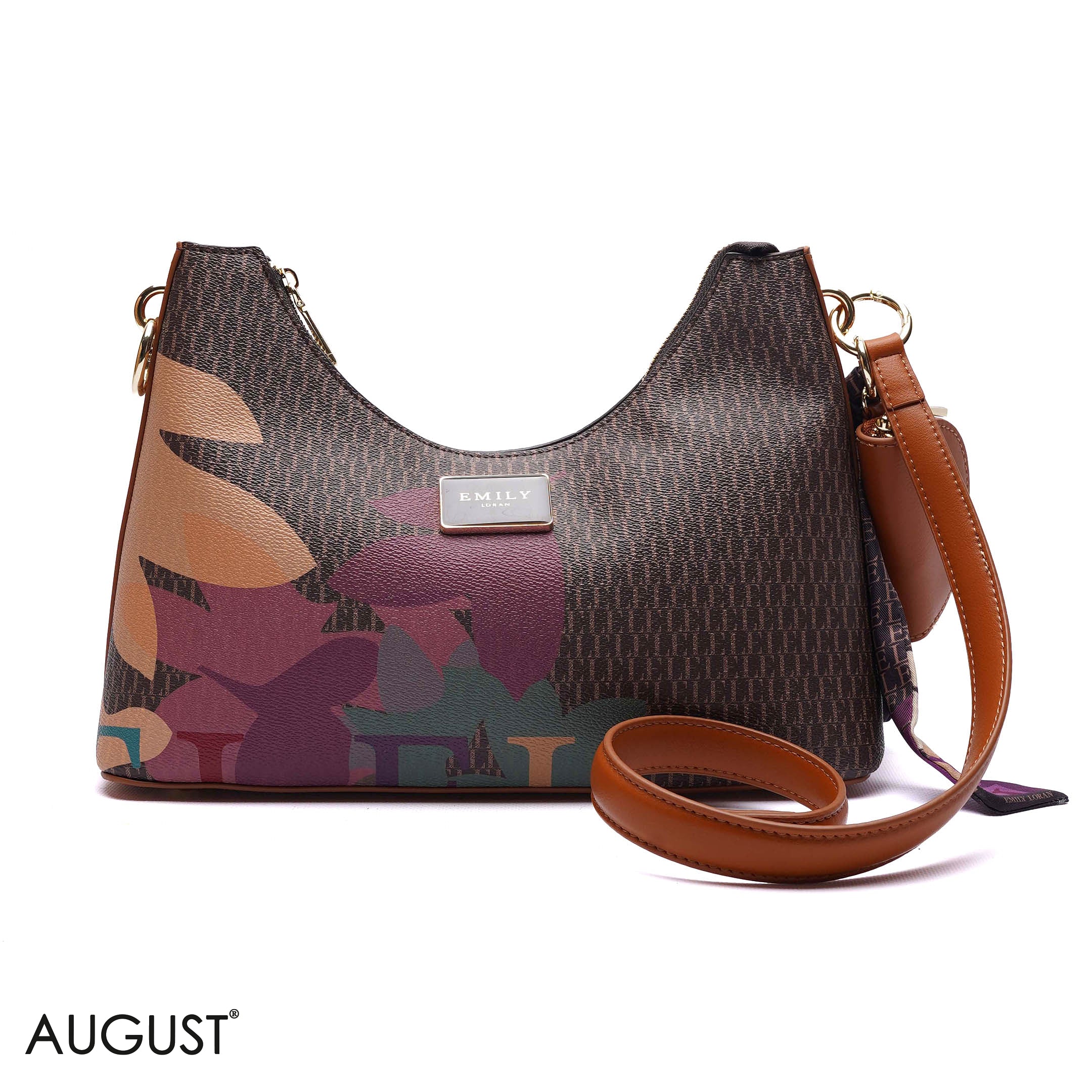 ELEGANT MONOGRAM PRINT SHOULDER BAG