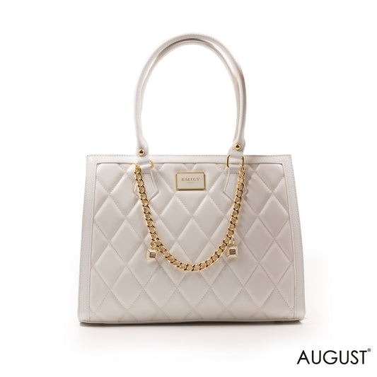 FOX SMOOTH LEATHER HANDBAG WITH WHITE TRIM-LARGE