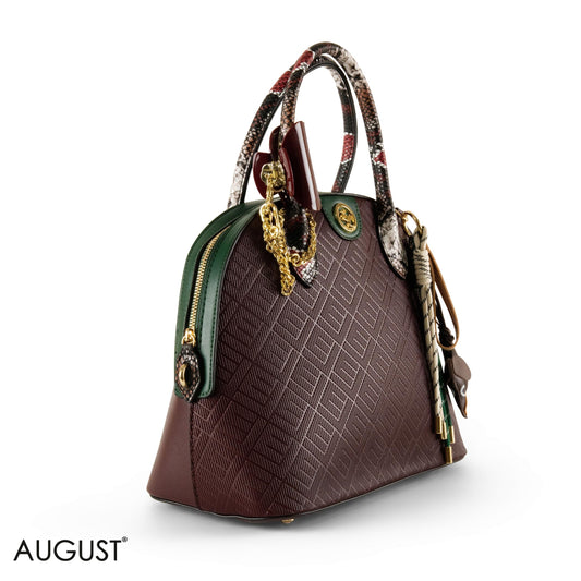 EMILY LORAN EMBOSSED LEATHER HANDBAG WITH ACCESSORIES - LARGE