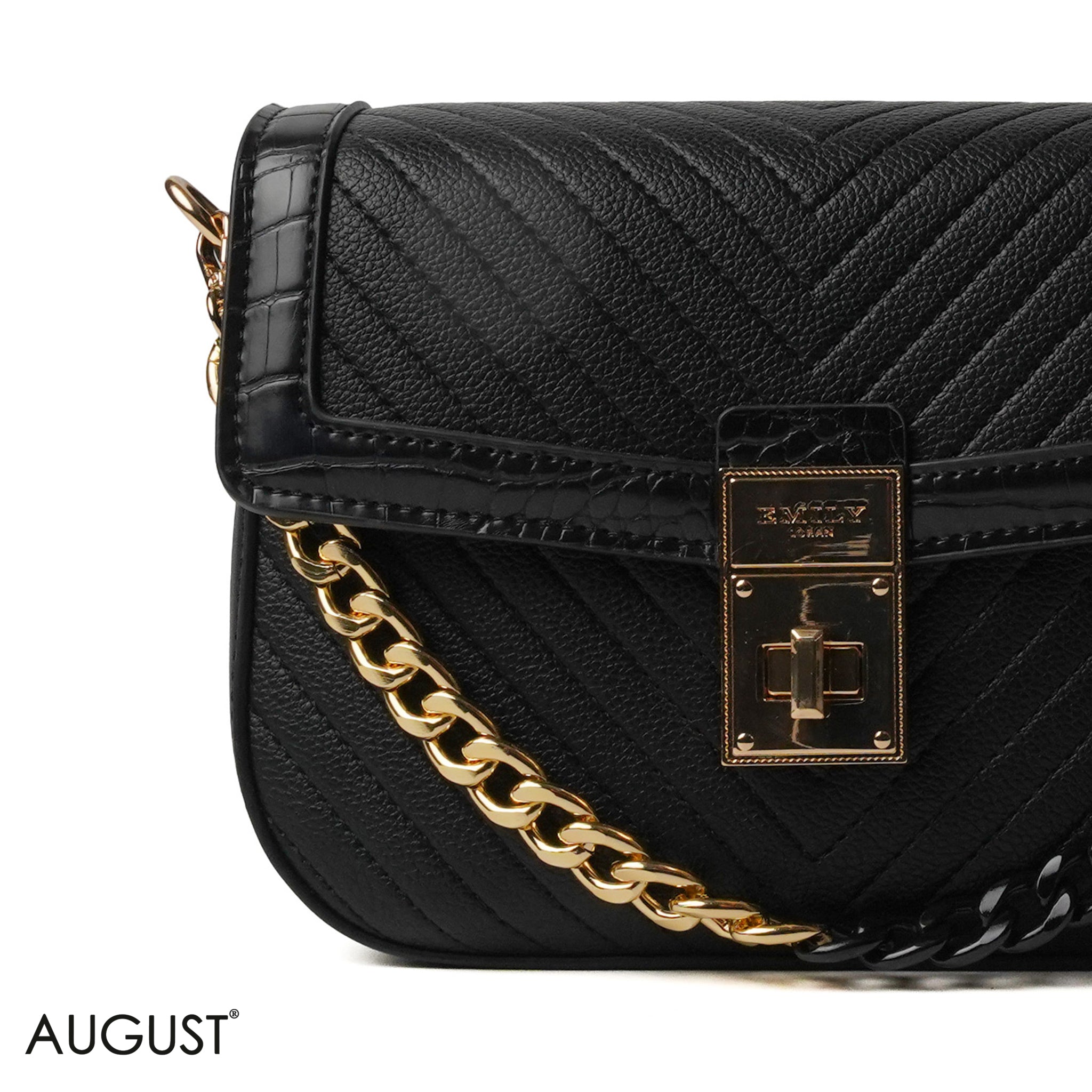 BLACK CROSS BAG WITH SIMPLE PUFF DESIGN - SMALL