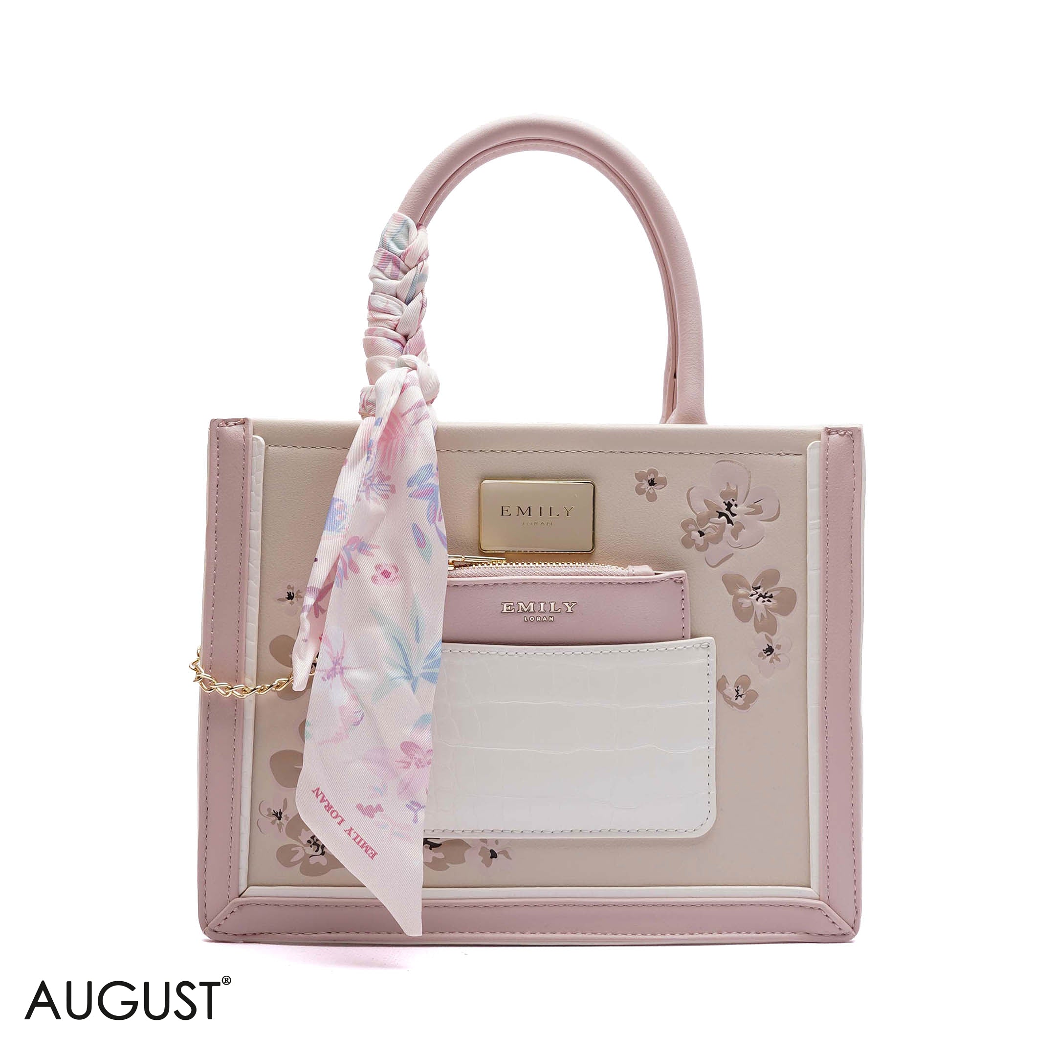 FLORAL EMBROIDERED HANDBAG WITH POUCH - SMALL