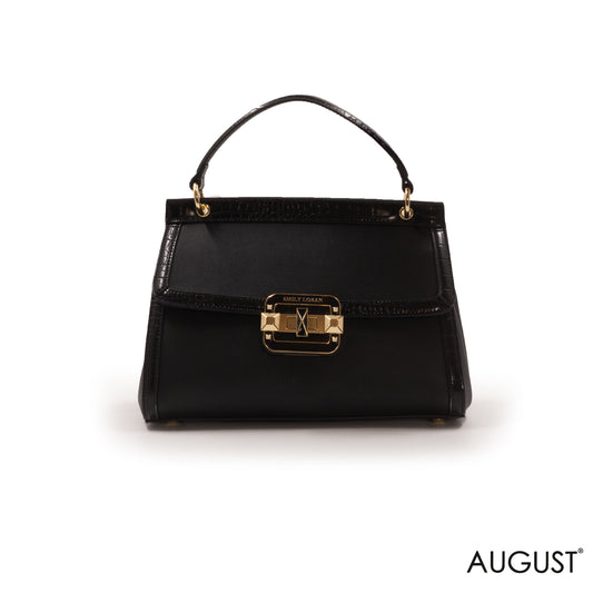 WOVEN STRAW HANDBAG WITH LEATHER ACCENTS -MED