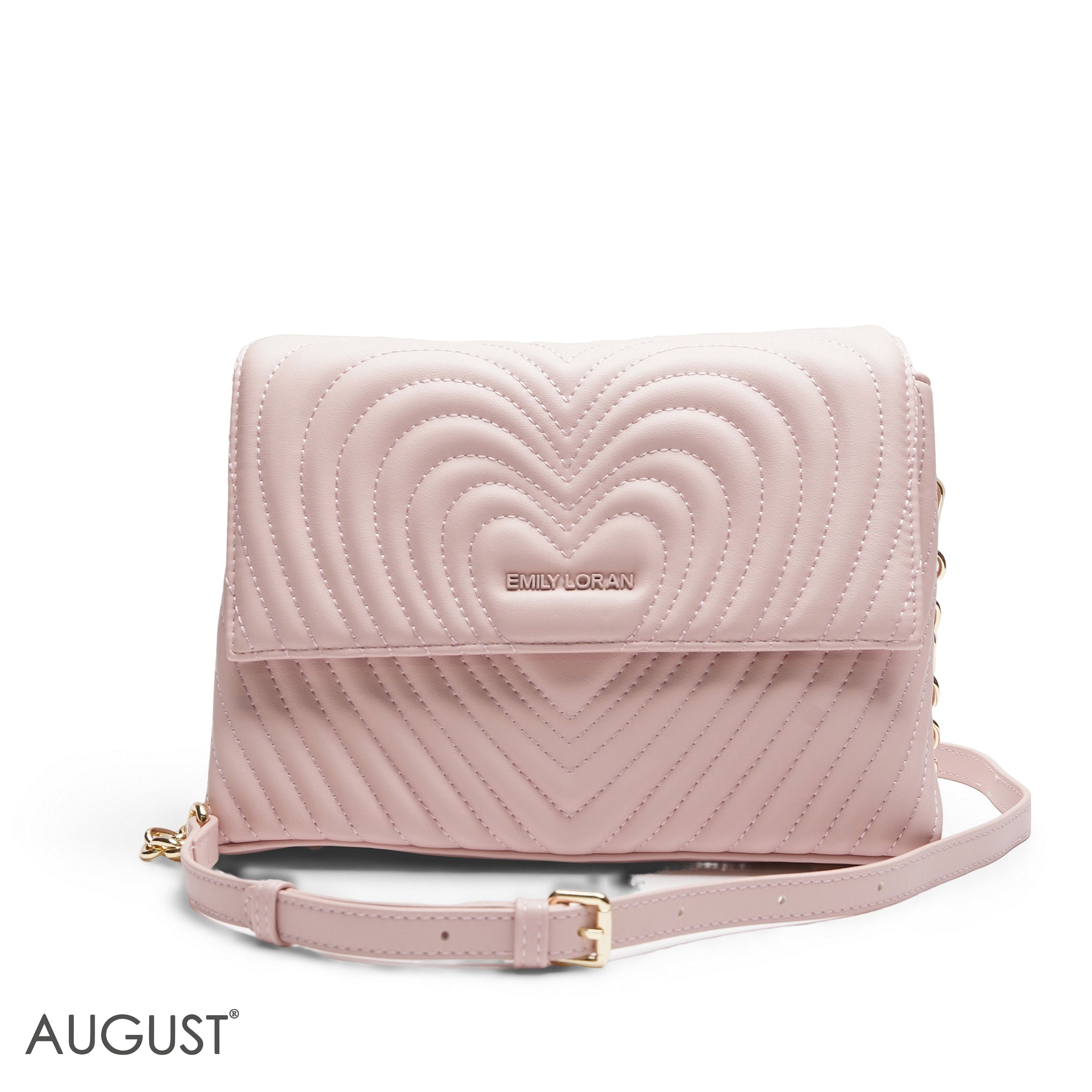 PINK EMILY EMBOSSED LOGO TRAPEZE BAG - MED