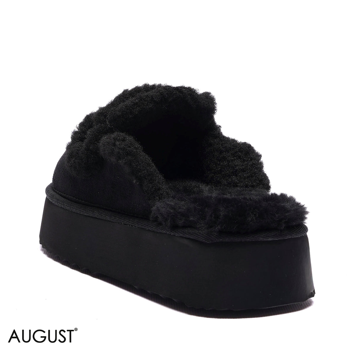 PLATFORM FAUX-FUR SUEDE SLIPPER