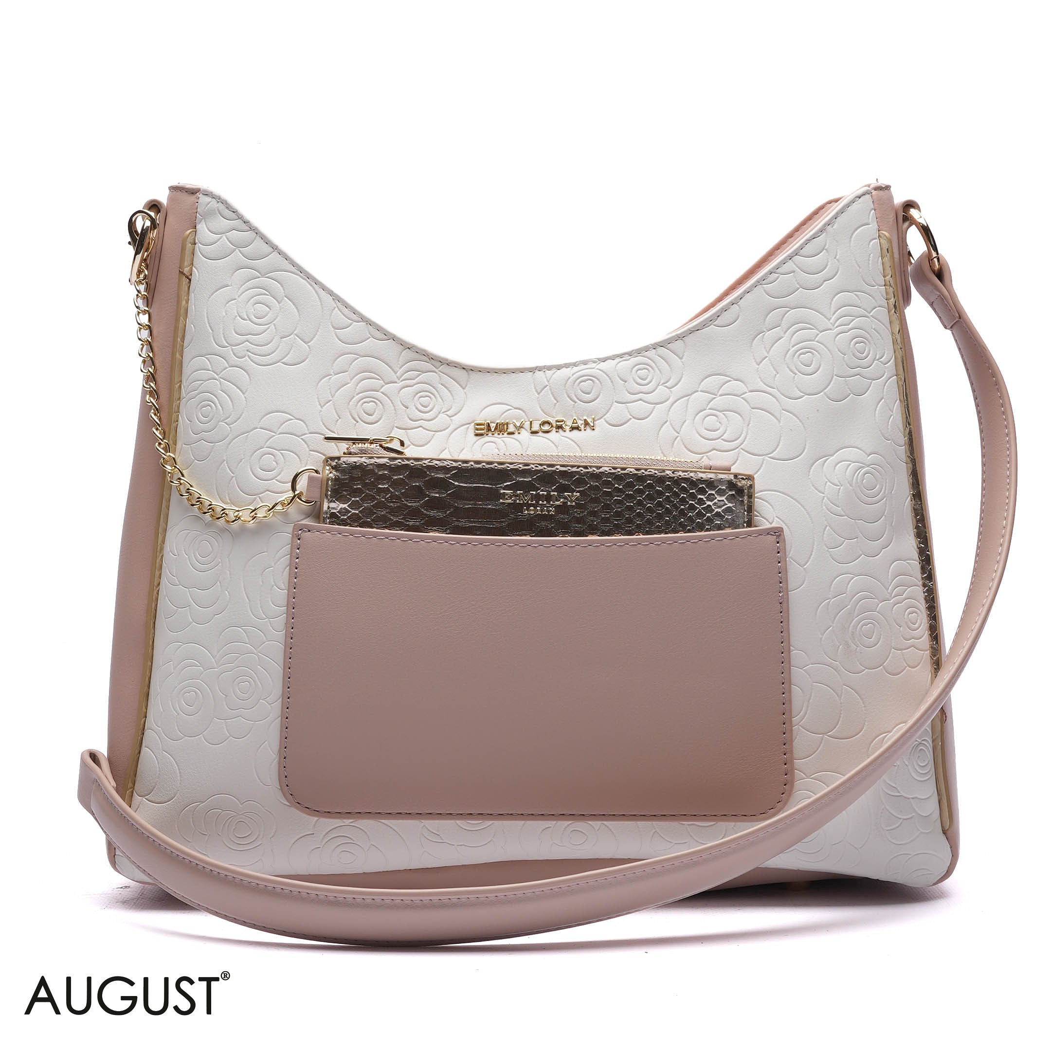 EMBOSSED ROSE SHOULDER BAG SET
