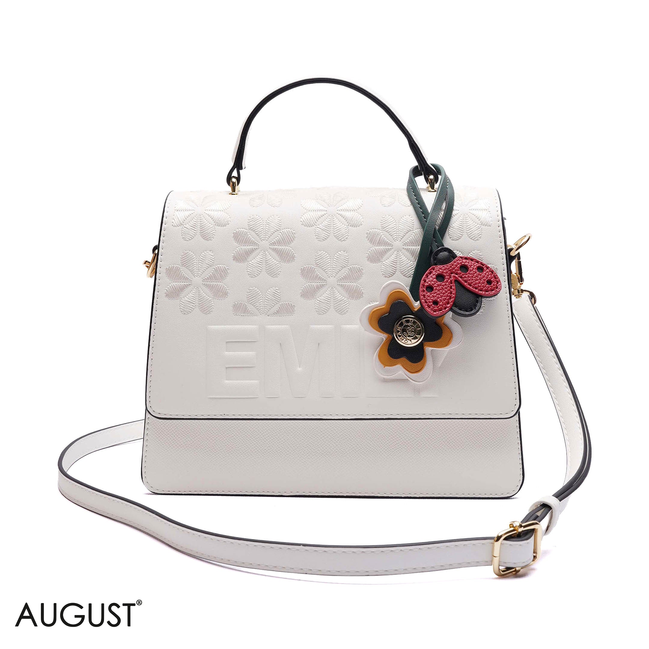 EMBOSSED FLORAL TOP-HANDLE SATCHEL BAG