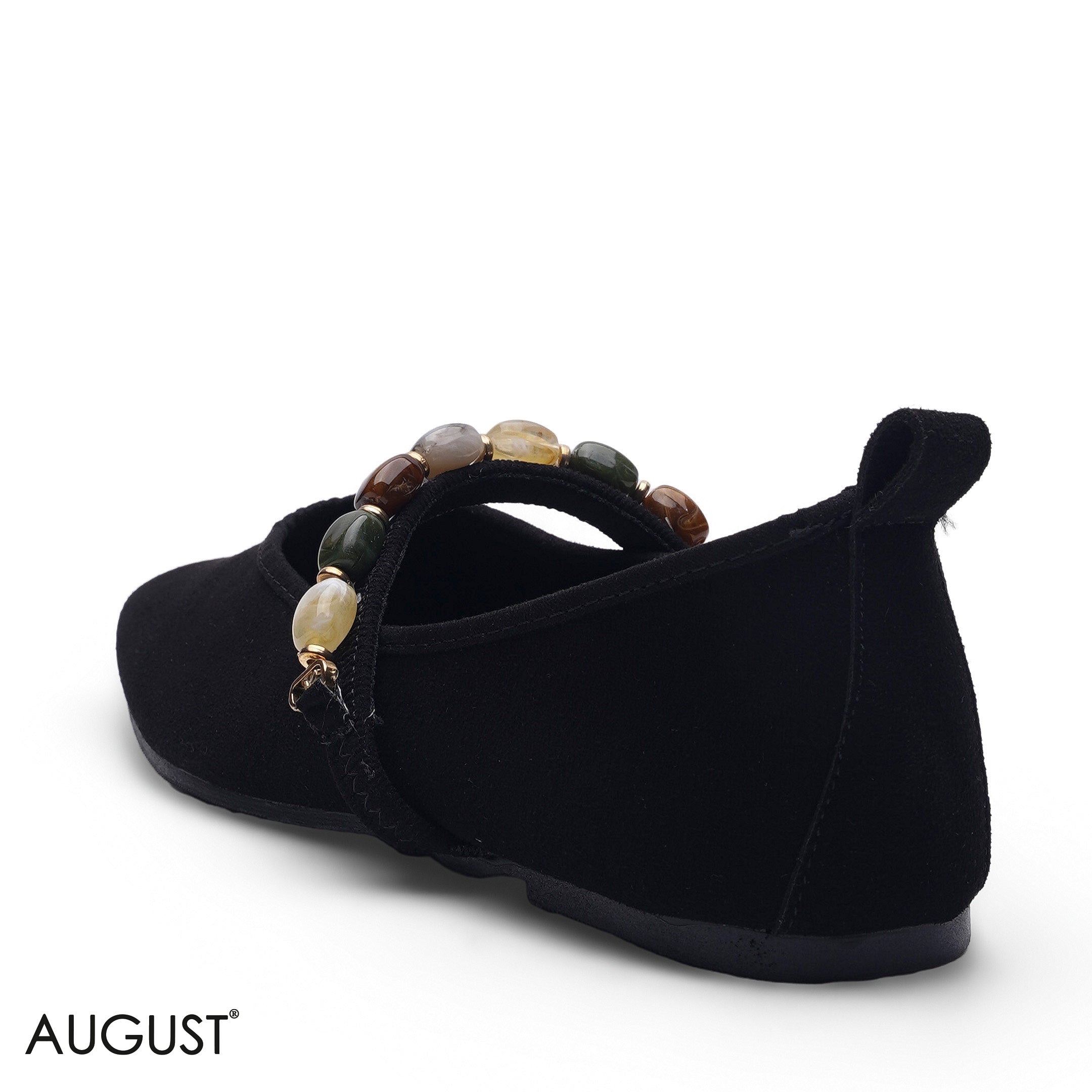 ELEGANT ALL-BLACK GEM EMBELLISHED FLAT LOAFER