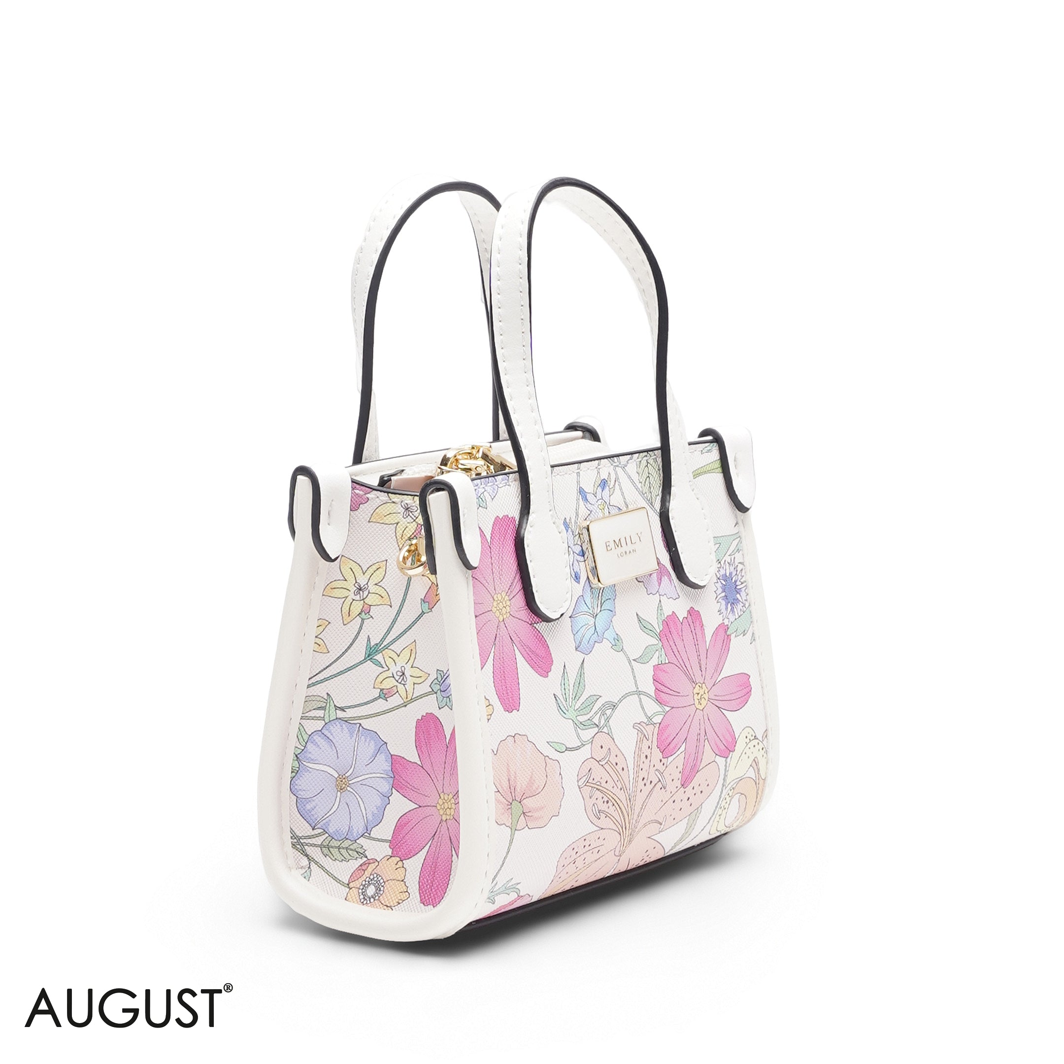 MINI FULL FLORAL BAG WITH GOLD METAL STRAP