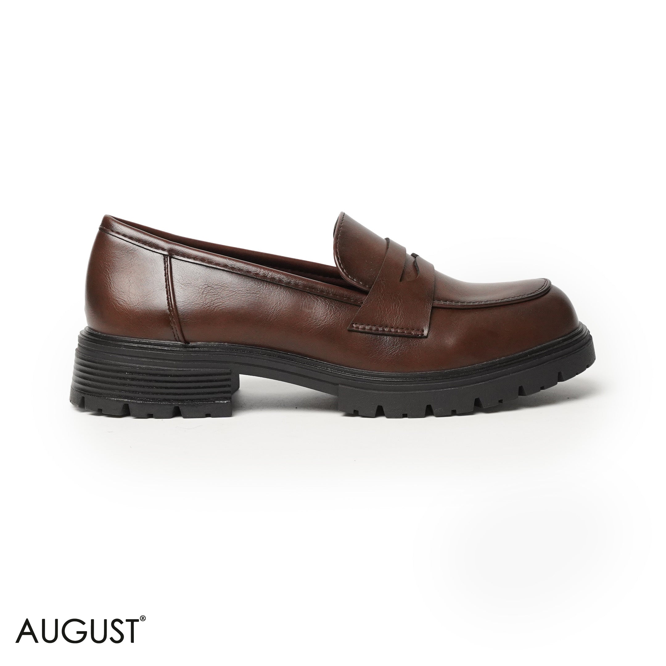 BROWN LEATHER LOAFERS WITH CHUNKY SOLE