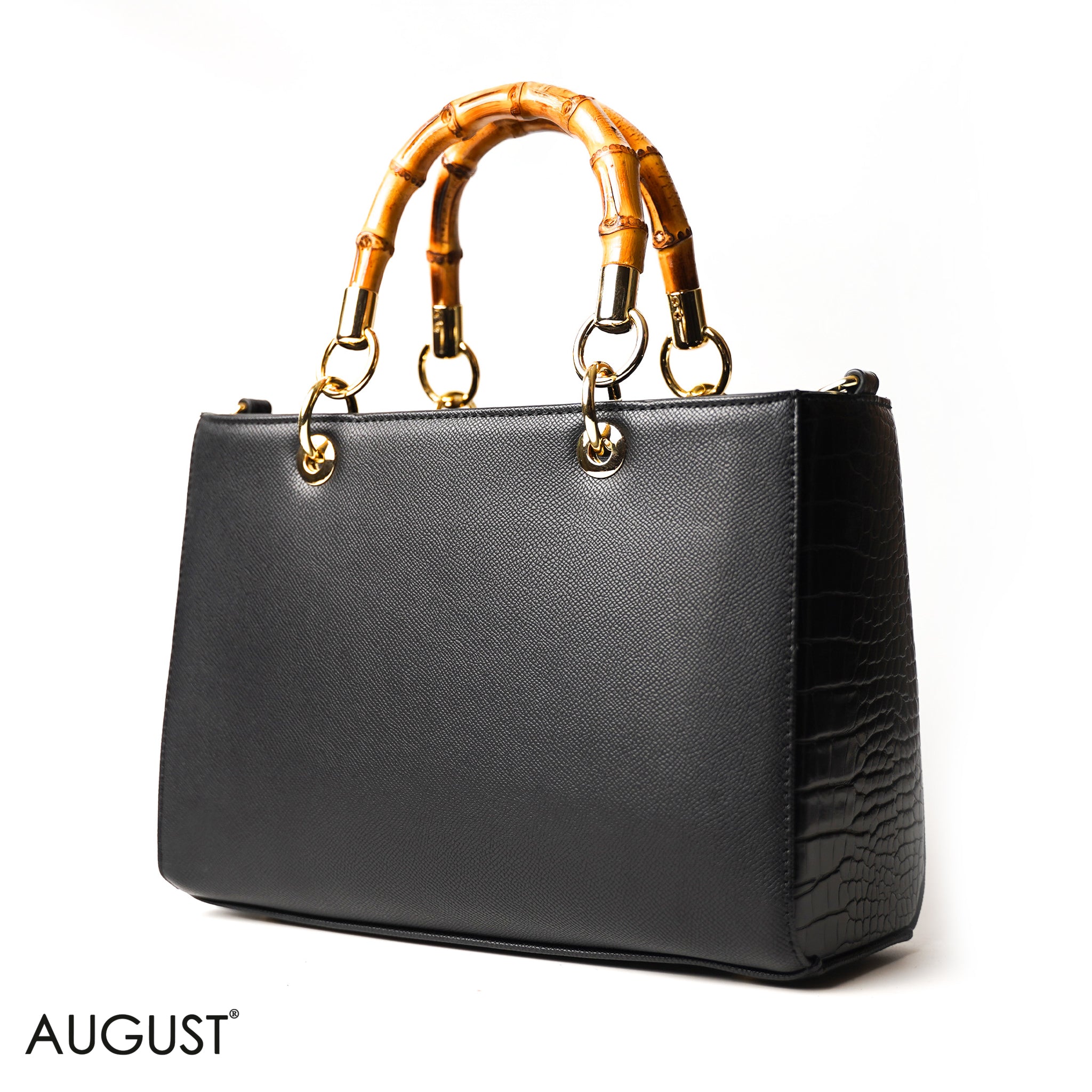 BLACK WITH BAMBOO HANDLE - LARGE