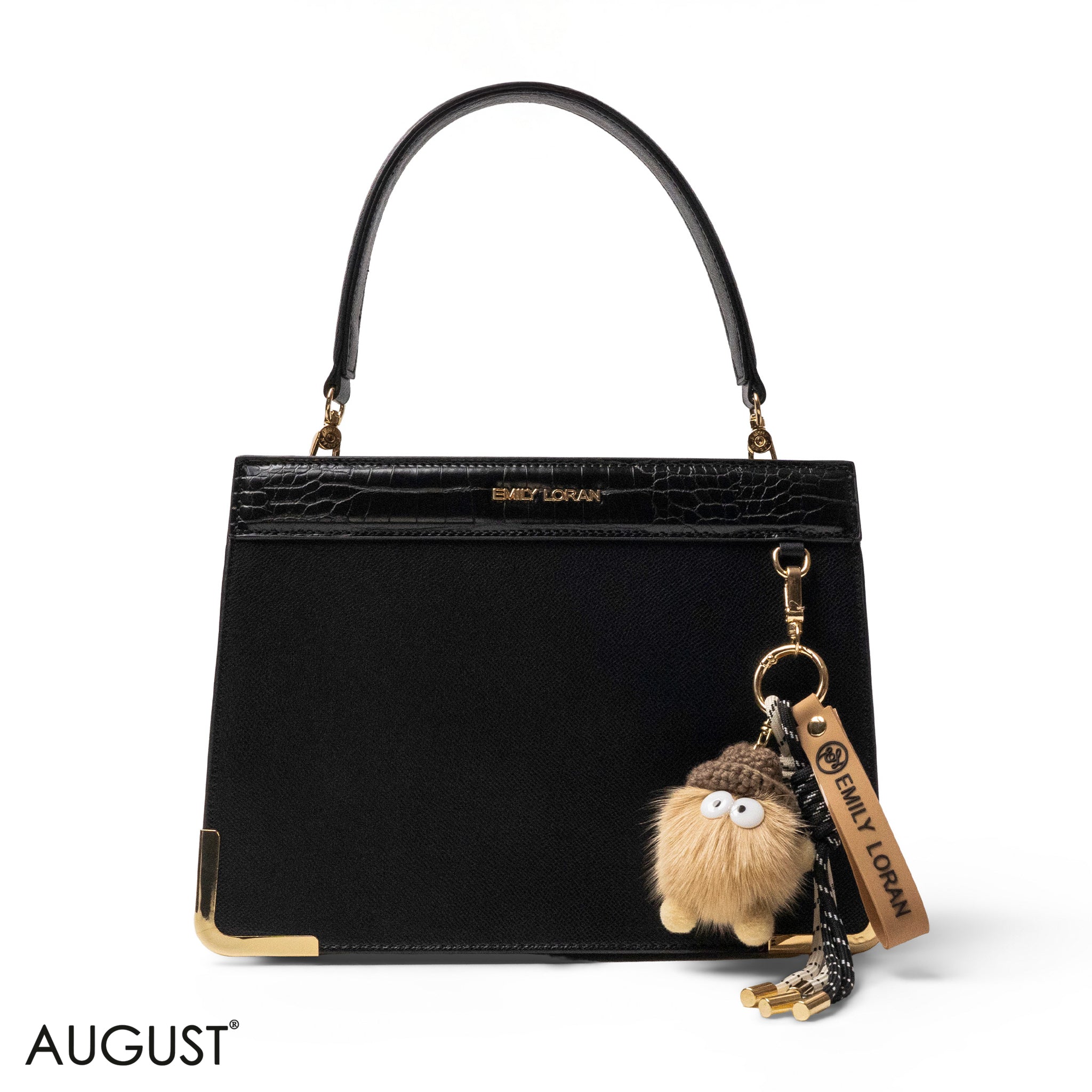 MATTE SMOOTH LEATHER HANDBAG WITH ACCESSORIES -MED