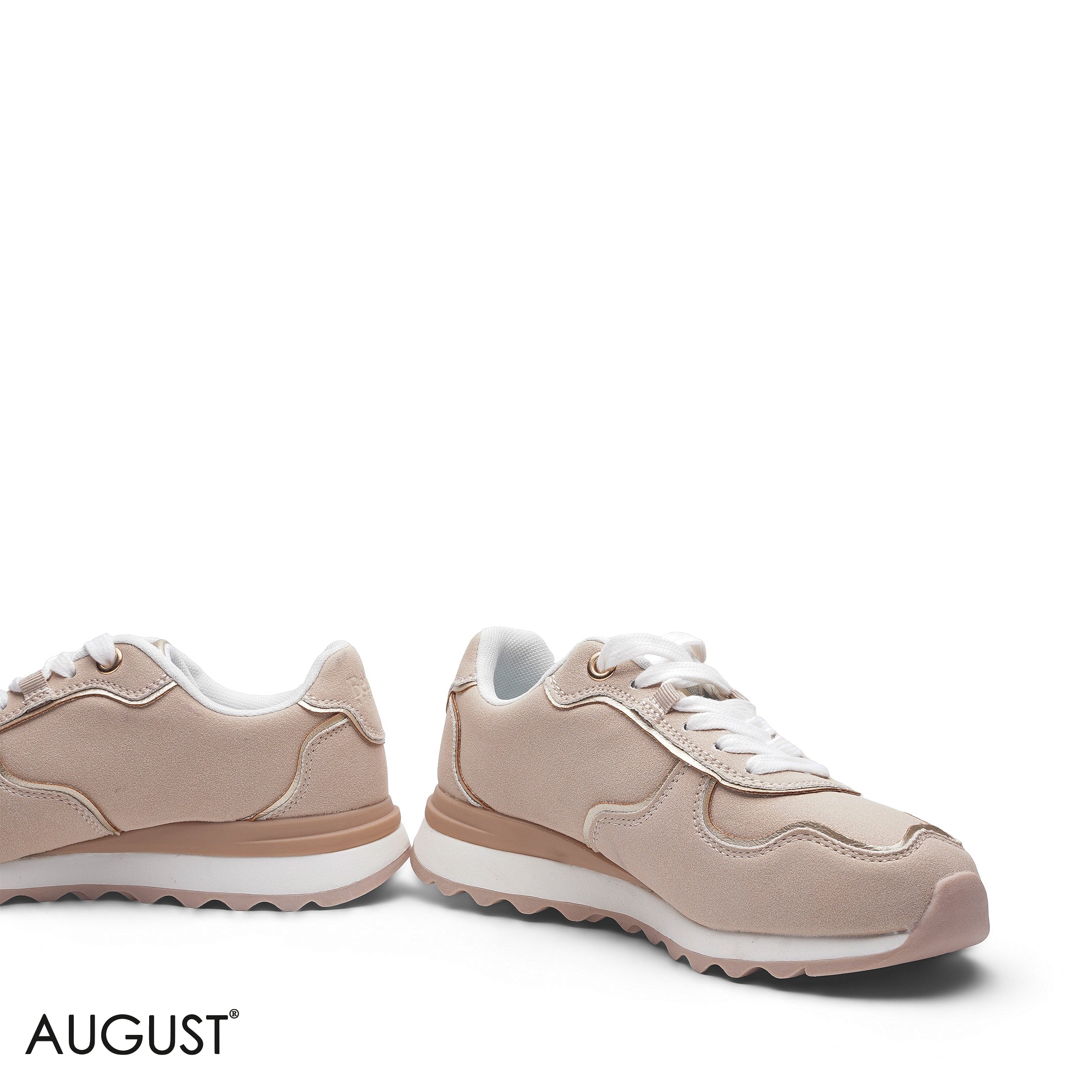 ELEGANT ROSE TAUPE SUEDE METALLIC SNEAKER