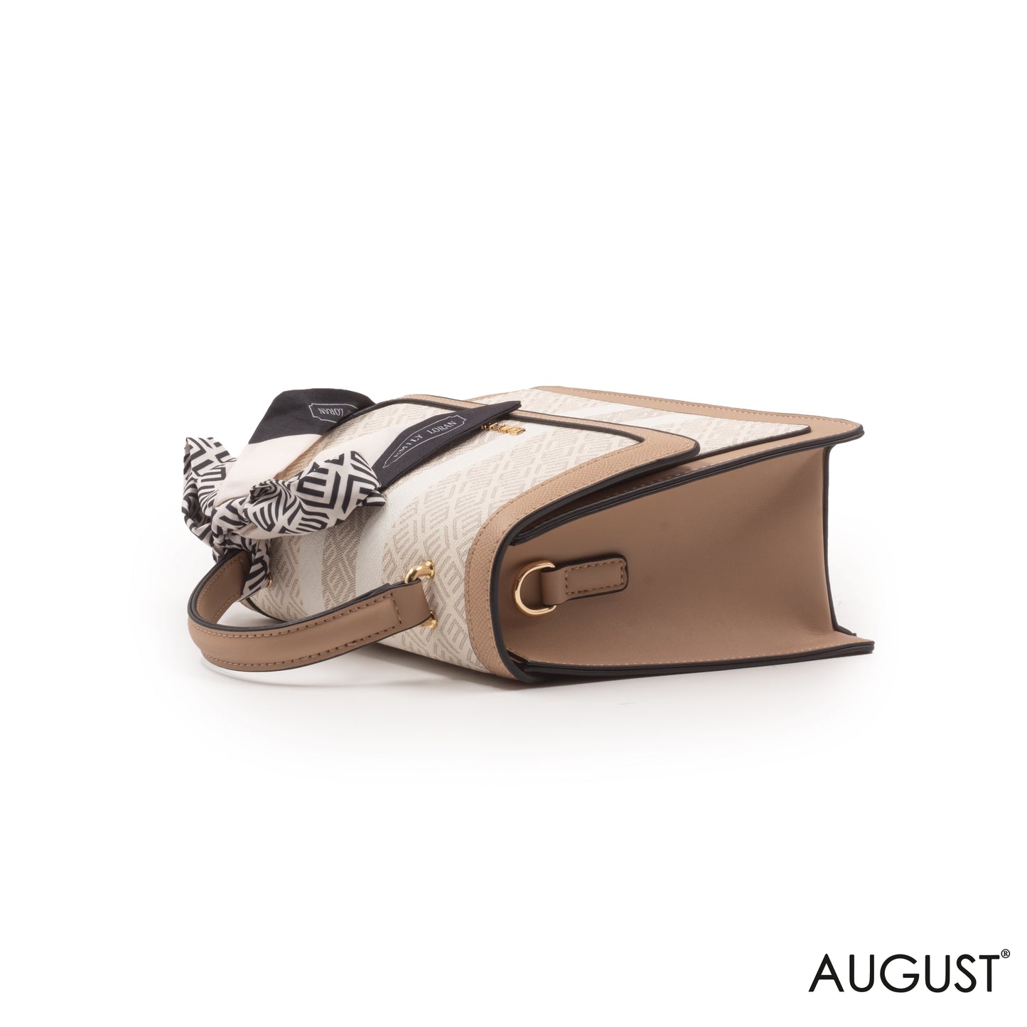 EMILY LORAN LEATHER HANDBAG WITH PATTERN,SCARF -MED