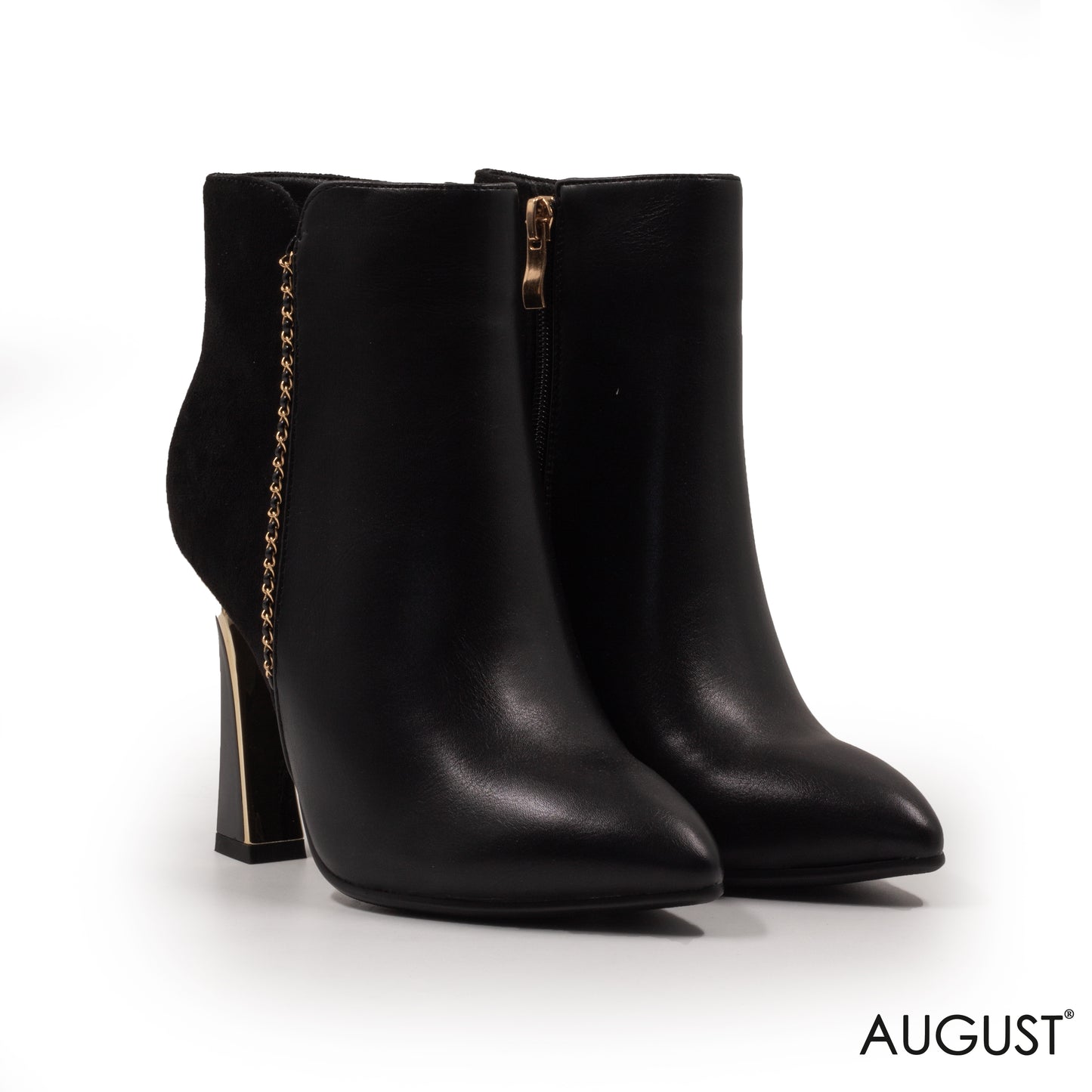 HIGH-HEEL LEATHER ANKLE BOOTS