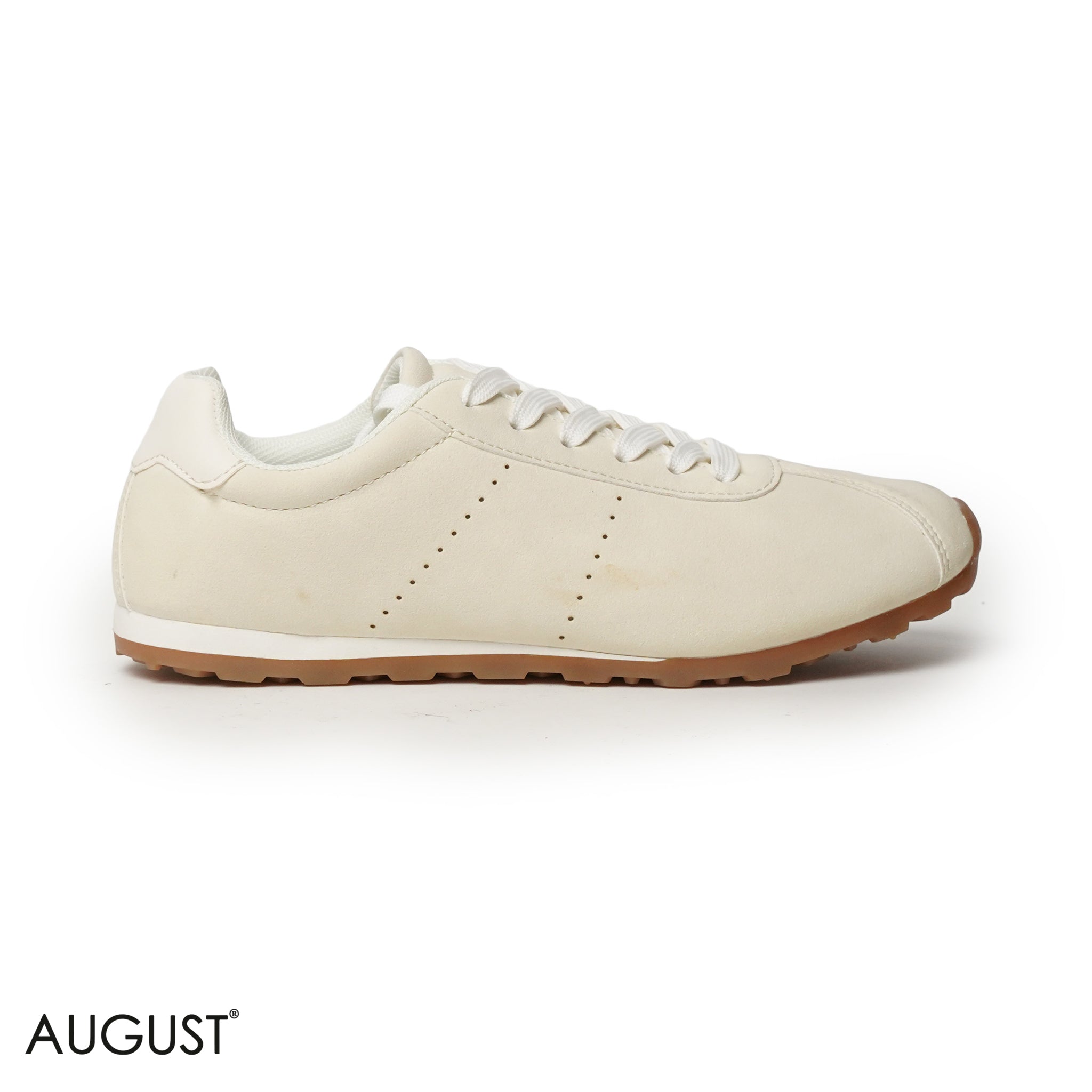 BEIGE SUEDE LEATHER SNEAKERS WITH RUBBER SOLE