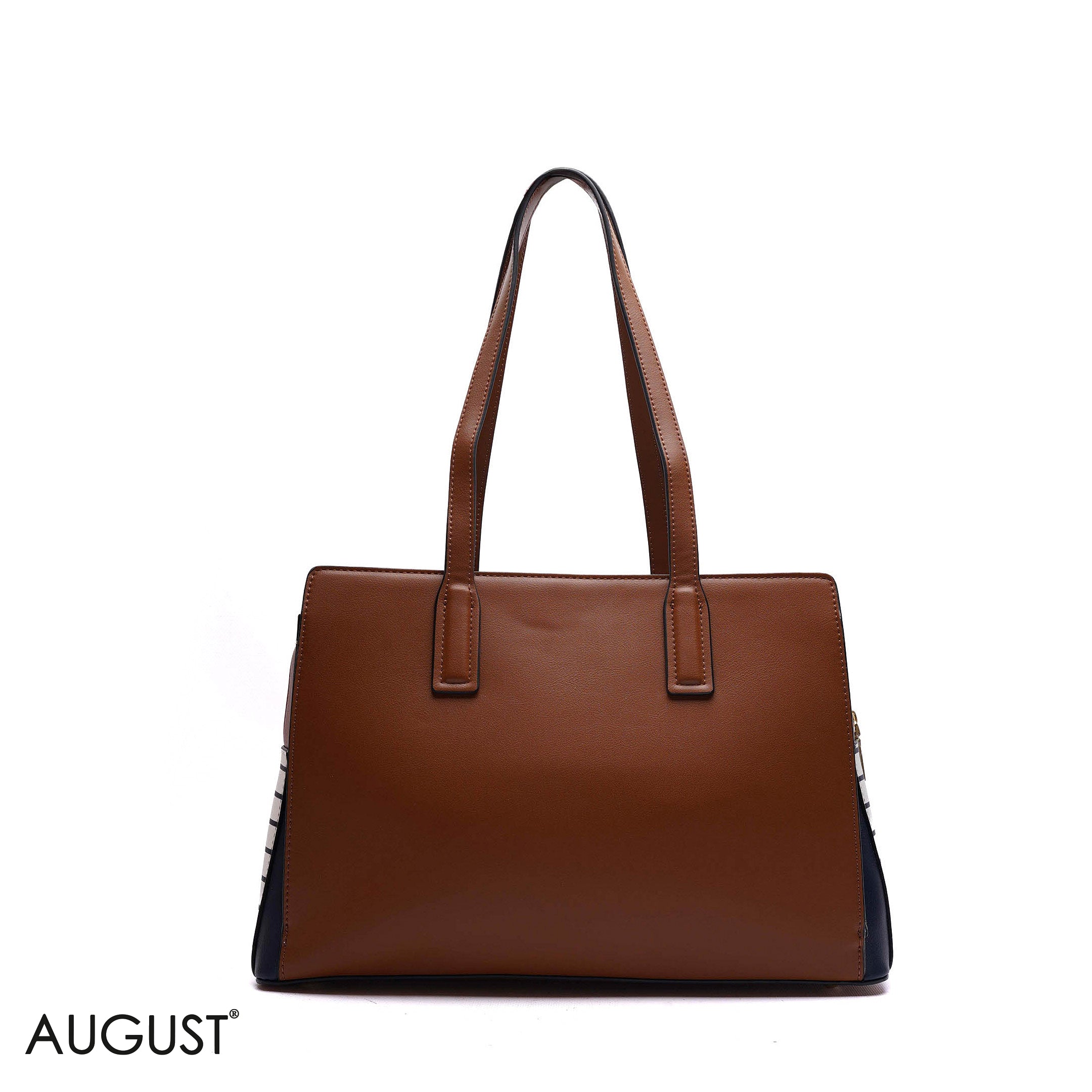 STRIPPED HANDBAG WITH POUCH - LARGE