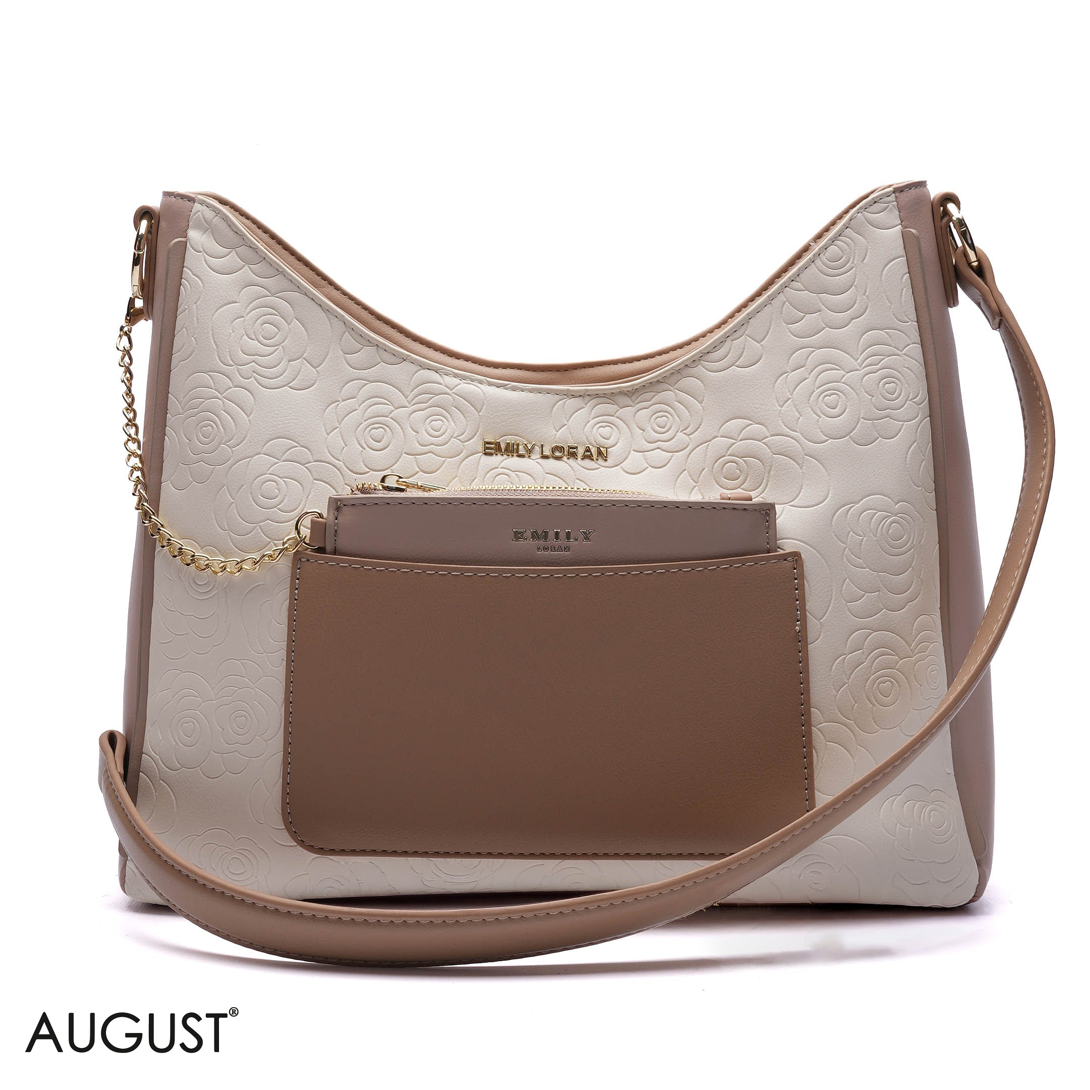 EMBOSSED ROSE SHOULDER BAG SET