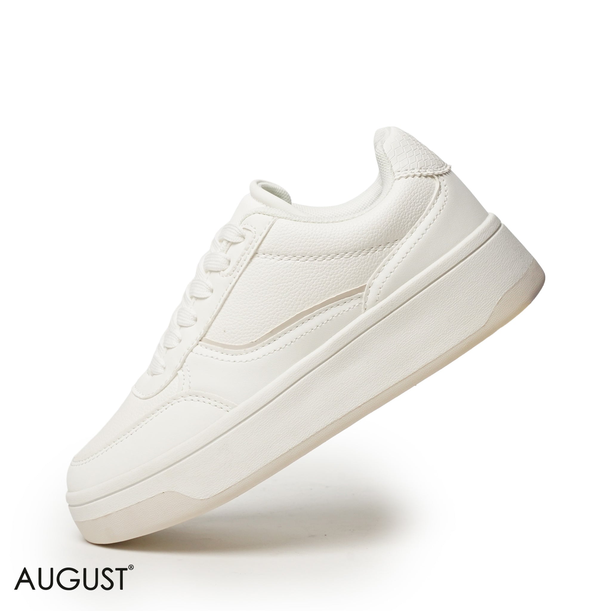 WHITE LEATHER SNEAKERS WITH RUBBER SOLE