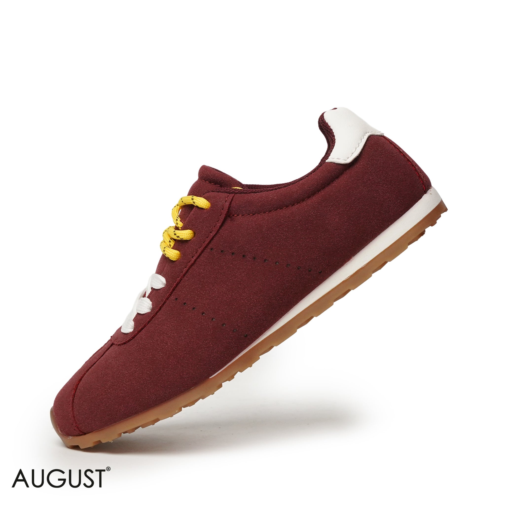 BURGUNDY SUEDE LEATHER SNEAKERS WITH RUBBER SOLE