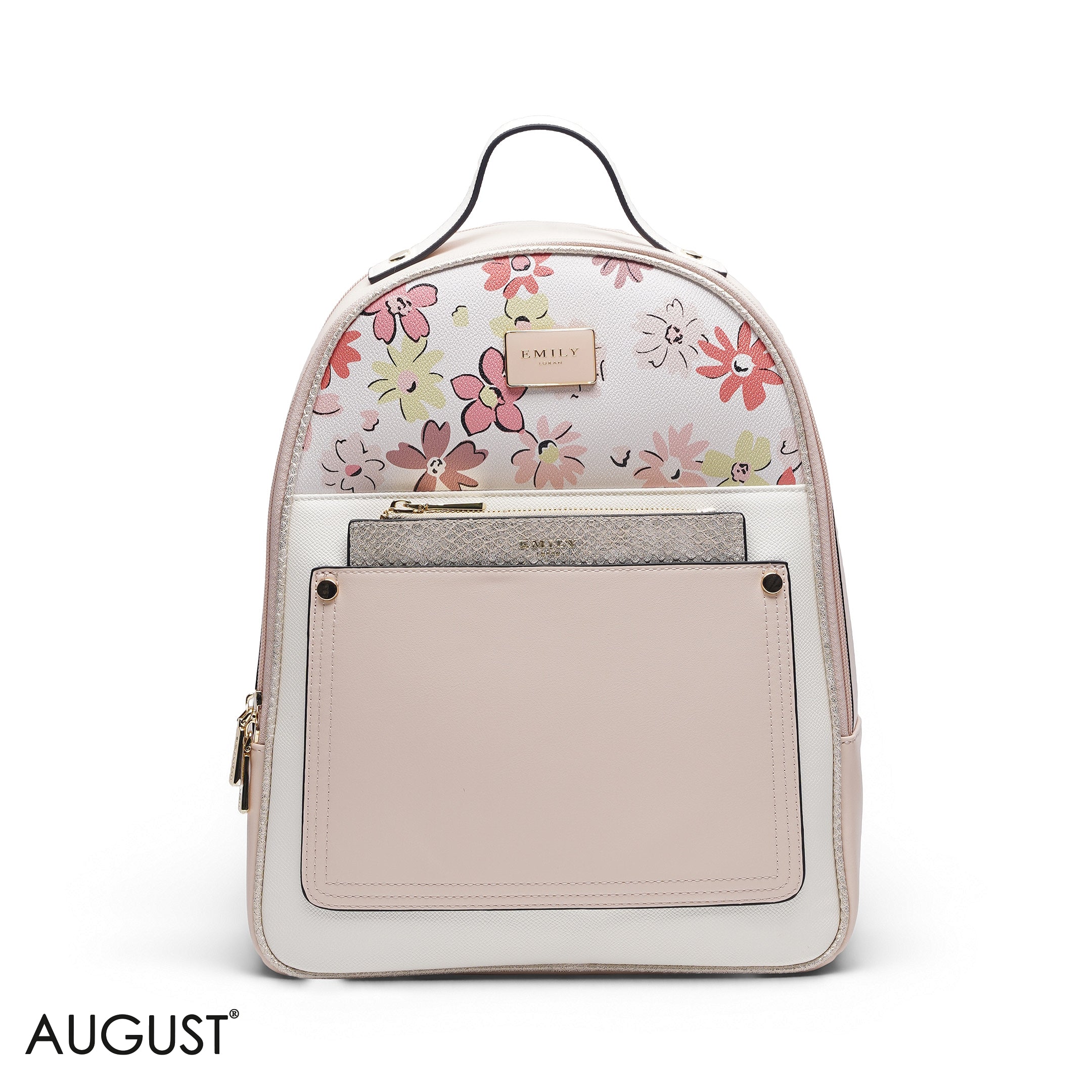 BABY PINK FLORAL BACKPACK BAG - LARG