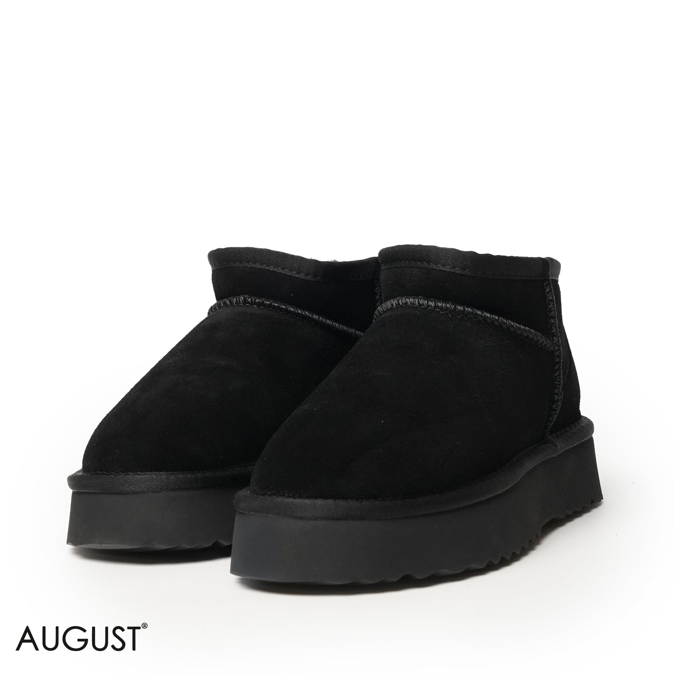 BLACK SUEDE LEATHER ANKLE UGGS
