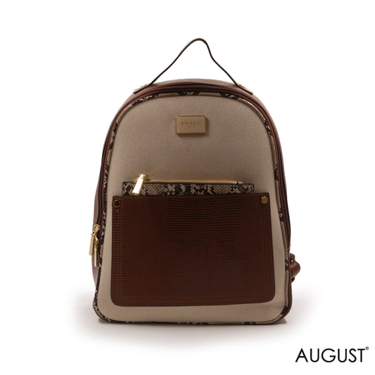 FABRIC BEIGE BACKPACK WITH MINI SNAKE WALLET