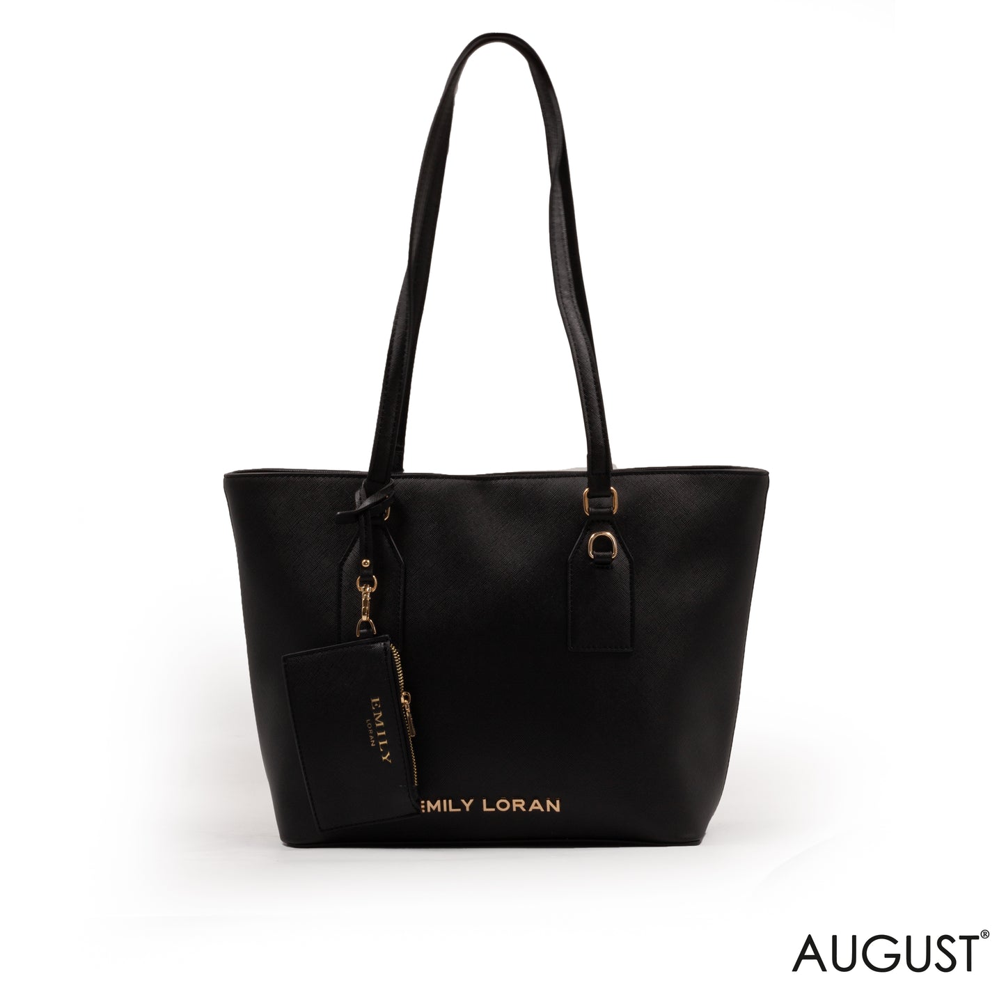 LEATHER EMILY LORAN  BLACK SHOULDER BAG - LARG