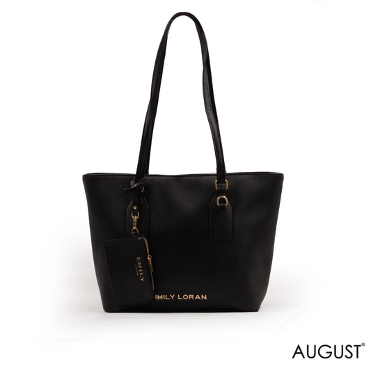 LEATHER EMILY LORAN  BLACK SHOULDER BAG - LARG