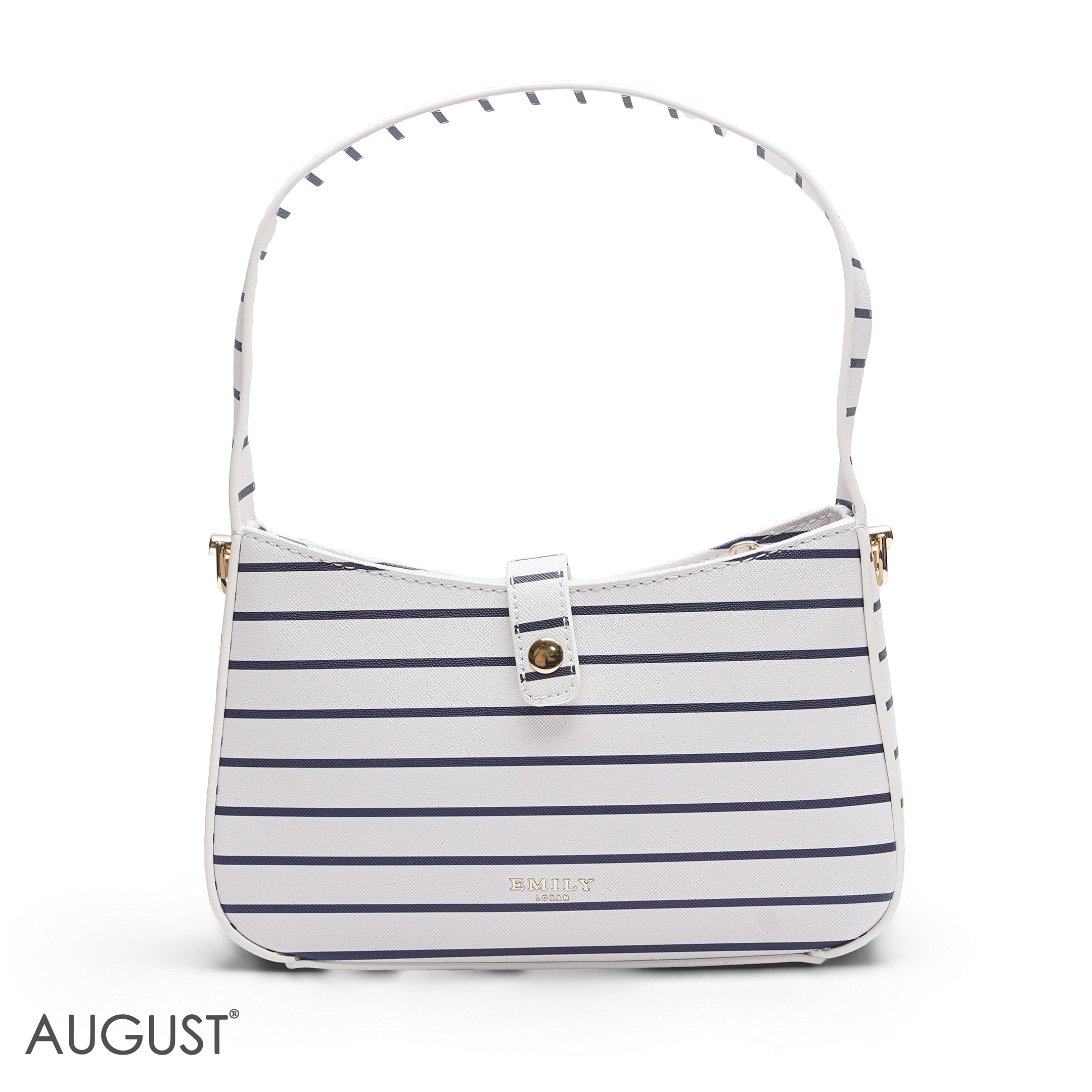 NAVY & WHITE STRIPED BAGUETTE BAG